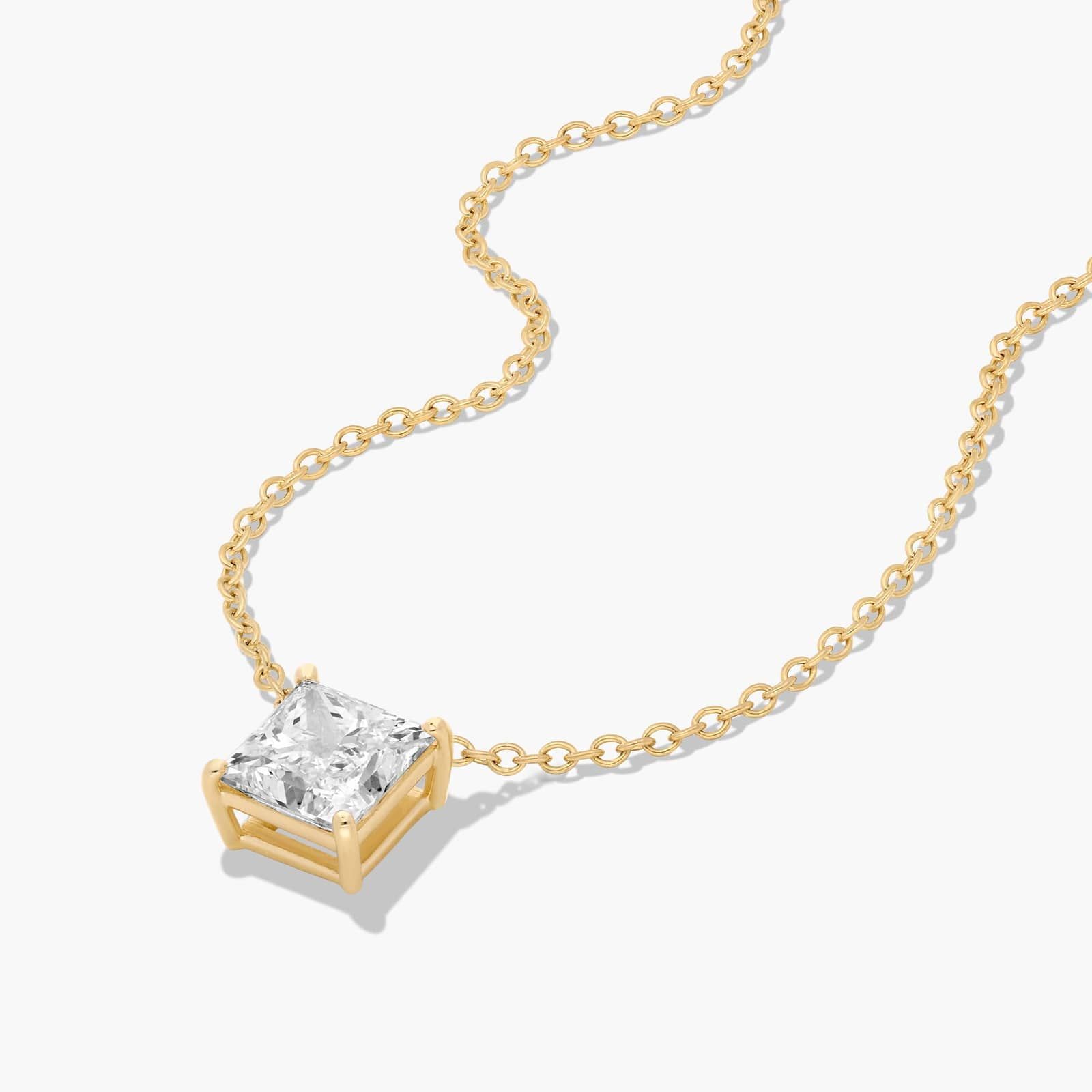 14K Yellow Gold Princess Cut Lab-Grown Diamond Solitaire Pendant (2.00 CTW - F-G / VS2-SI1)