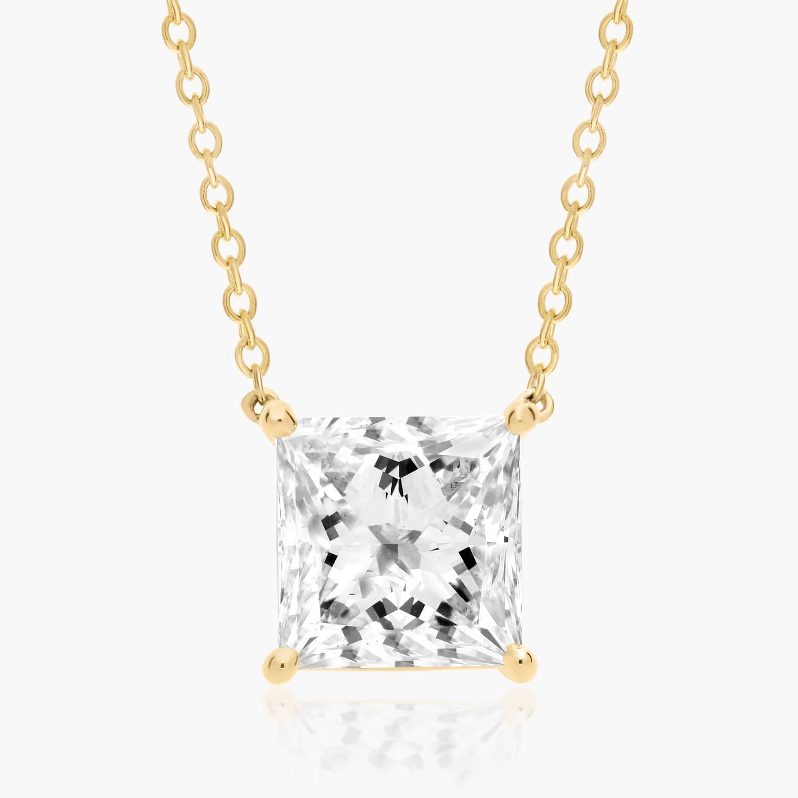 14K Yellow Gold Princess Cut Lab-Grown Diamond Solitaire Pendant (3.00 CTW - F-G / VS2-SI1)