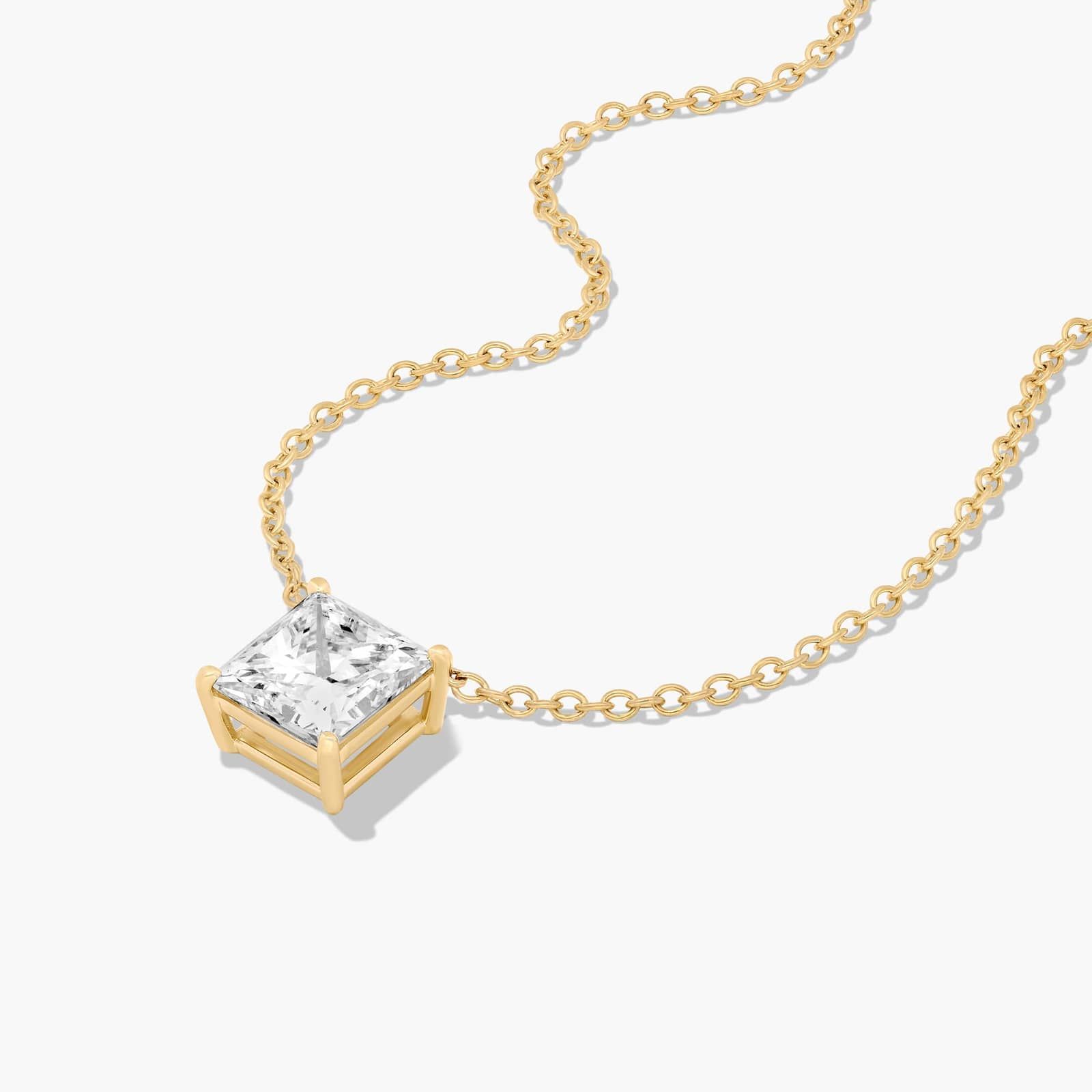 14K Yellow Gold Princess Cut Lab-Grown Diamond Solitaire Pendant (3.00 CTW - F-G / VS2-SI1)