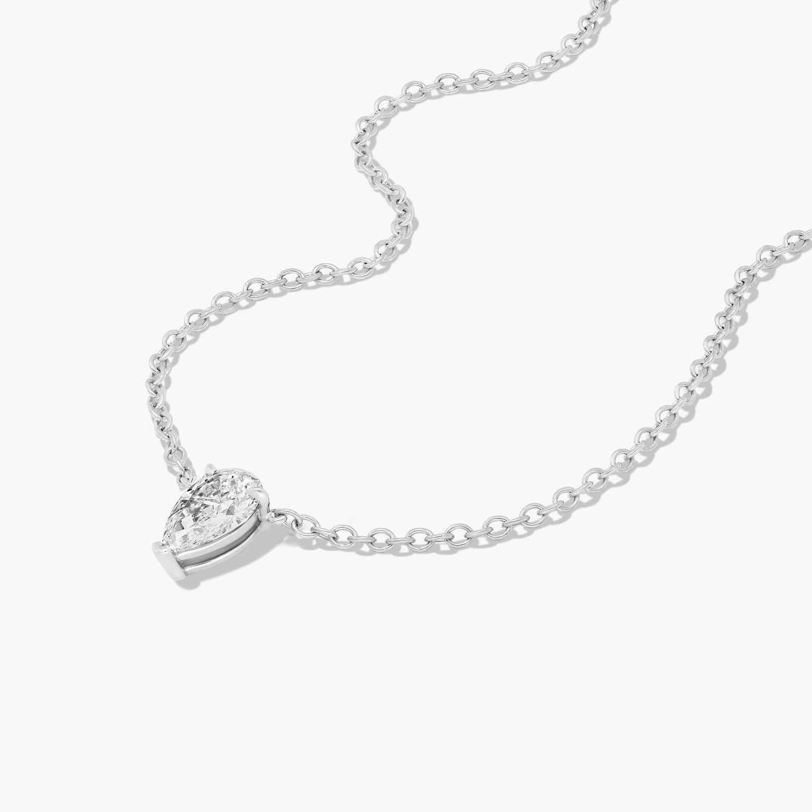 14K White Gold Pear Shape Diamond Solitaire Pendant (0.75 CTW - H-I / SI1-SI2)
