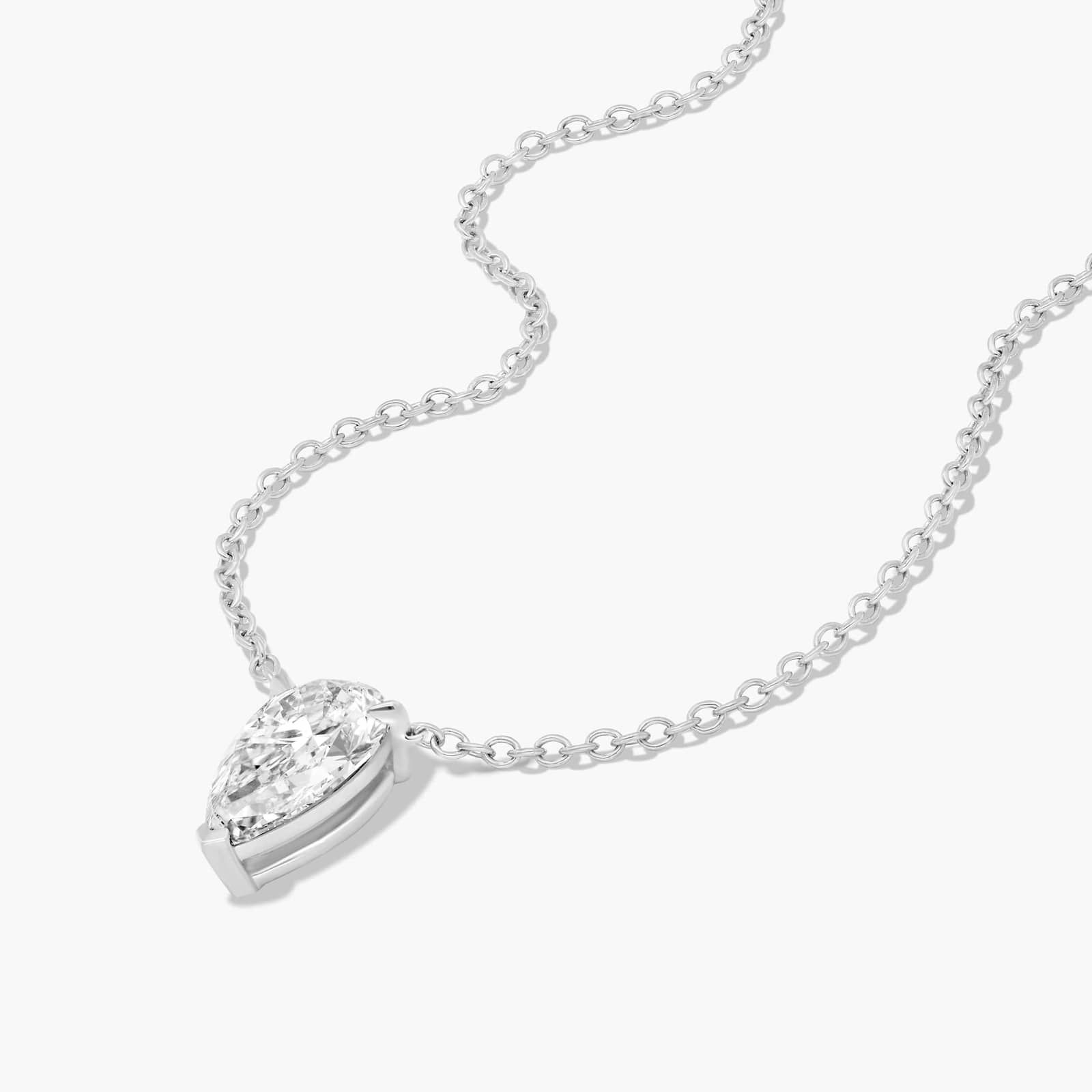 14K White Gold Pear Cut Lab-Grown Diamond Solitaire Pendant (1.50 CTW - F-G / VS2-SI1)