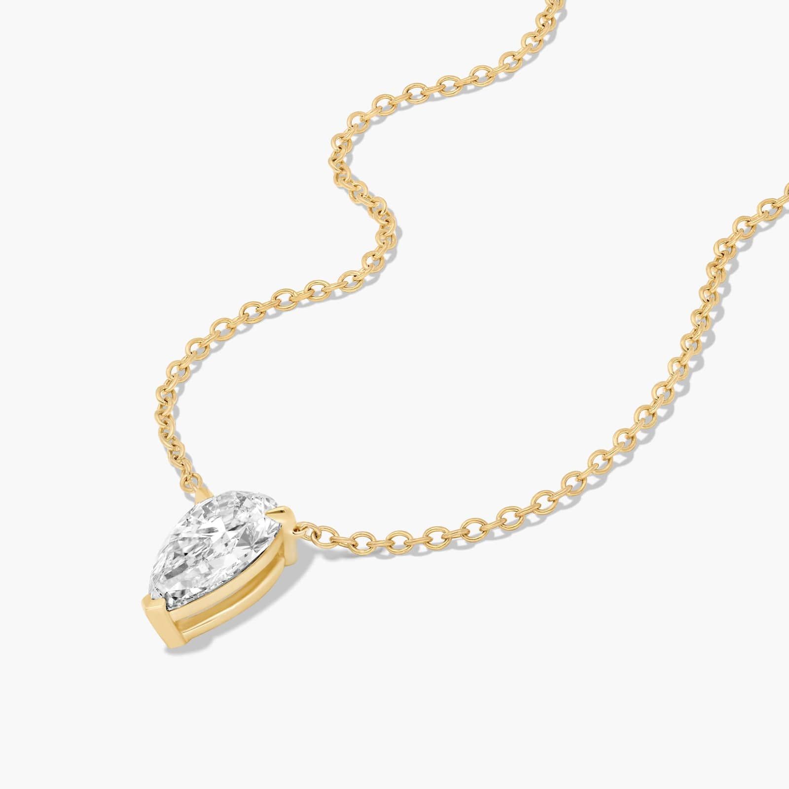 14K Yellow Gold Pear Cut Lab-Grown Diamond Solitaire Pendant (1.50 CTW - F-G / VS2-SI1)