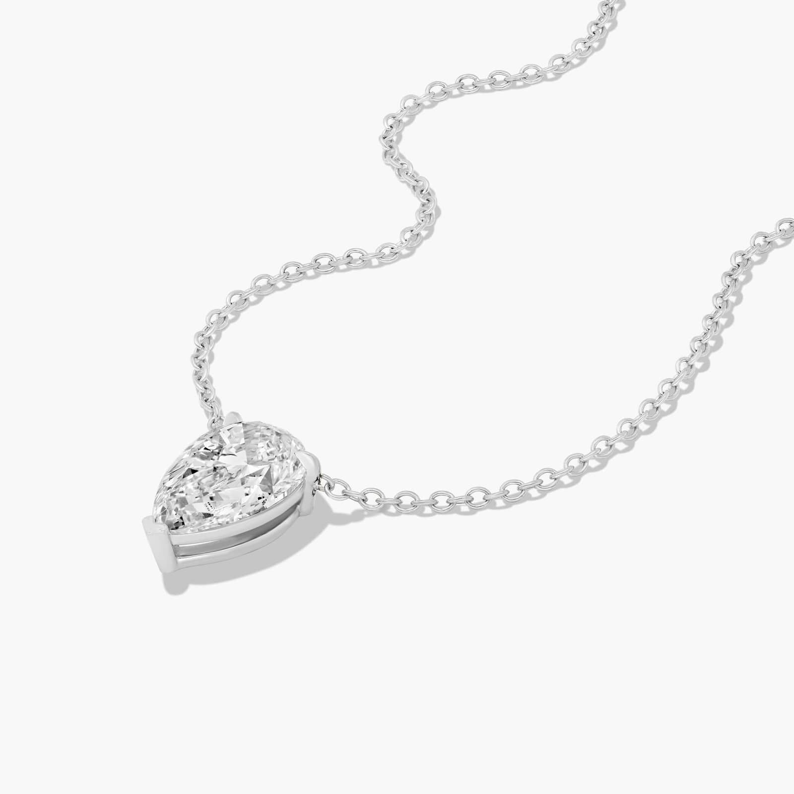 14K White Gold Pear Cut Lab-Grown Diamond Solitaire Pendant (2.00 CTW - F-G / VS2-SI1)