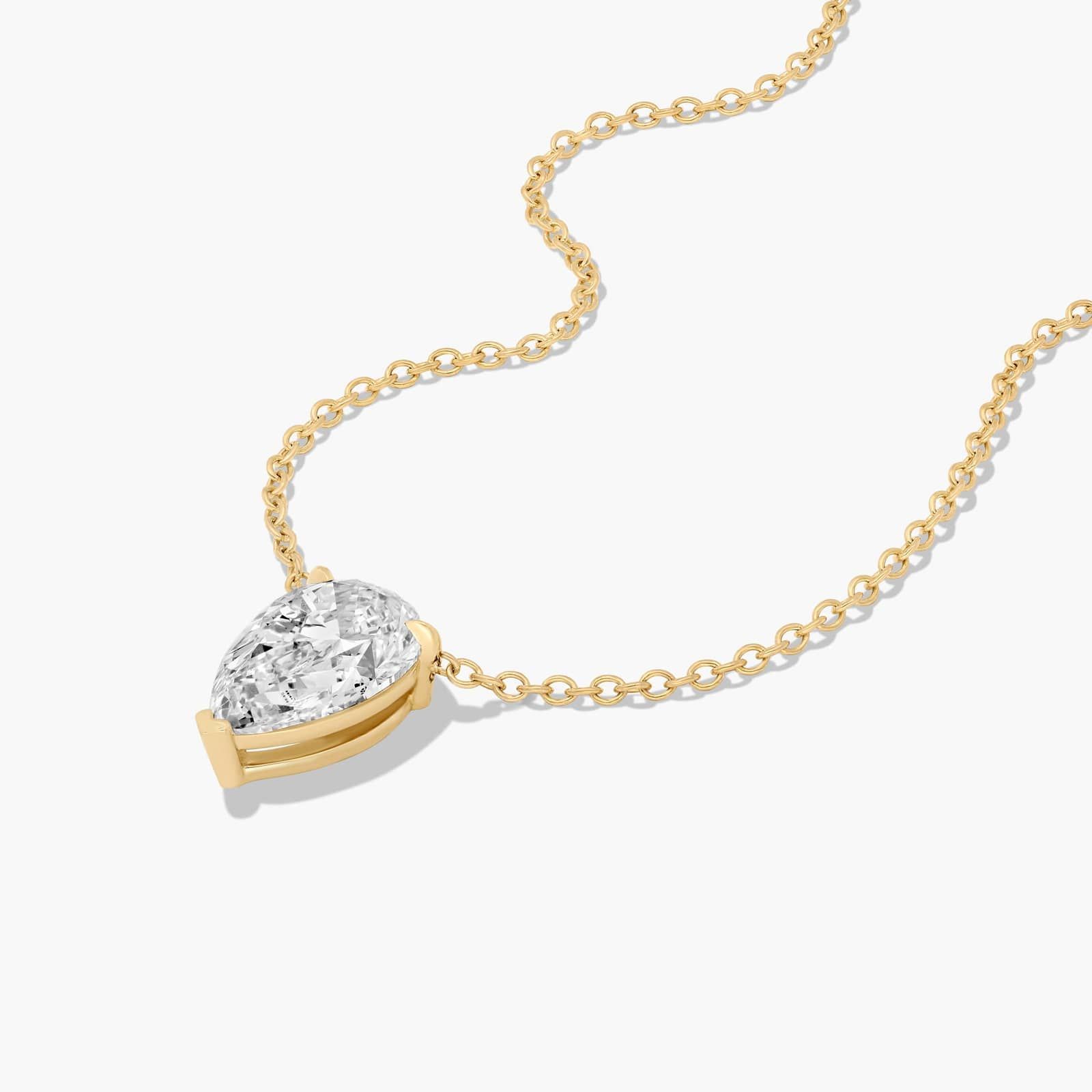 14K Yellow Gold Pear Cut Lab-Grown Diamond Solitaire Pendant (2.00 CTW - F-G / VS2-SI1)