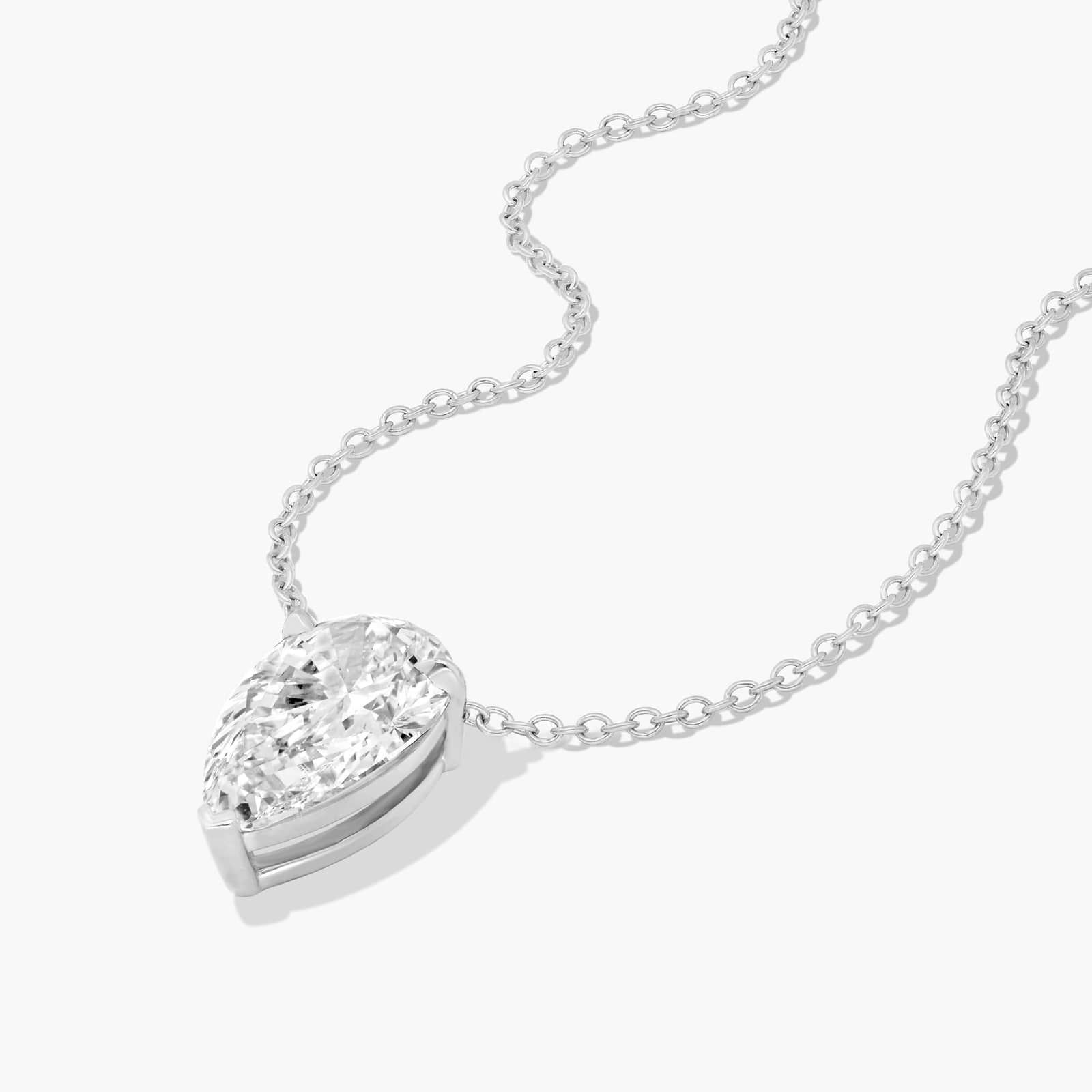 14K White Gold Pear Cut Lab-Grown Diamond Solitaire Pendant (3.00 CTW - F-G / VS2-SI1)