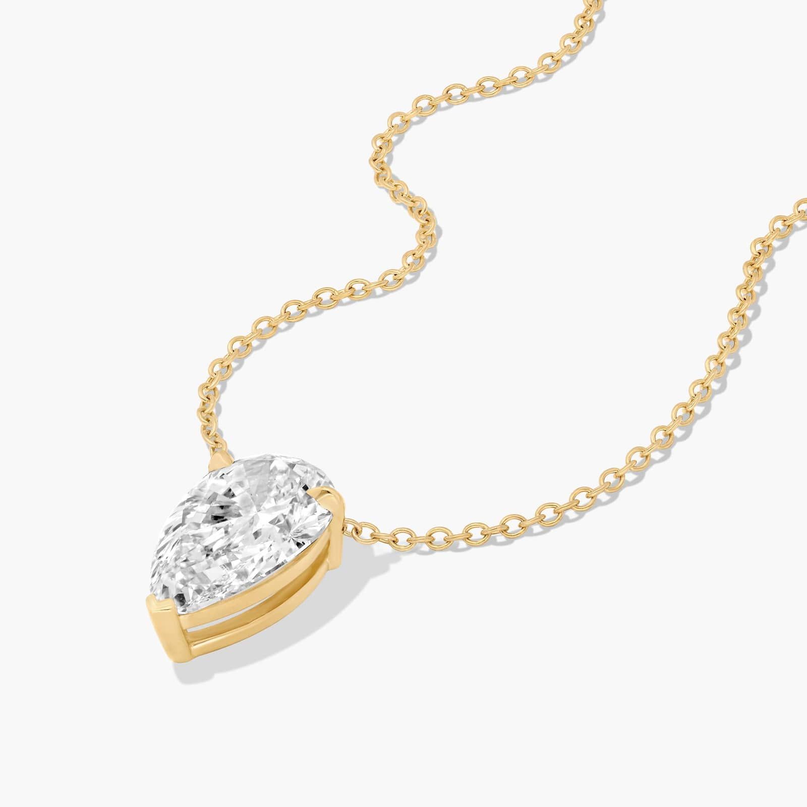 14K Yellow Gold Pear Cut Lab-Grown Diamond Solitaire Pendant (3.00 CTW - F-G / VS2-SI1)