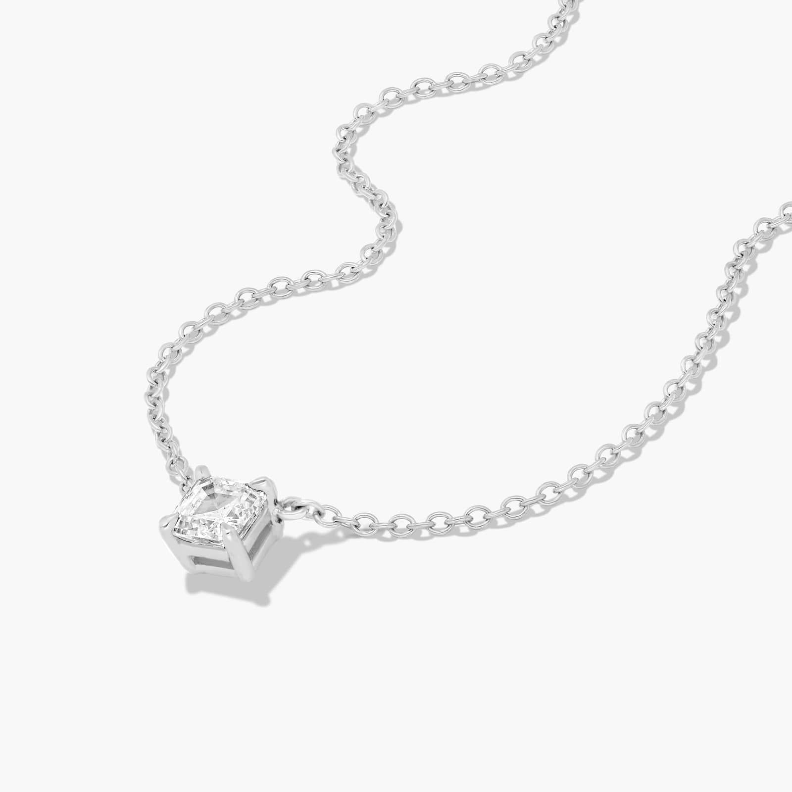 Platinum Asscher Cut Diamond Solitaire Pendant (0.25 CTW - H-I / SI1-SI2)