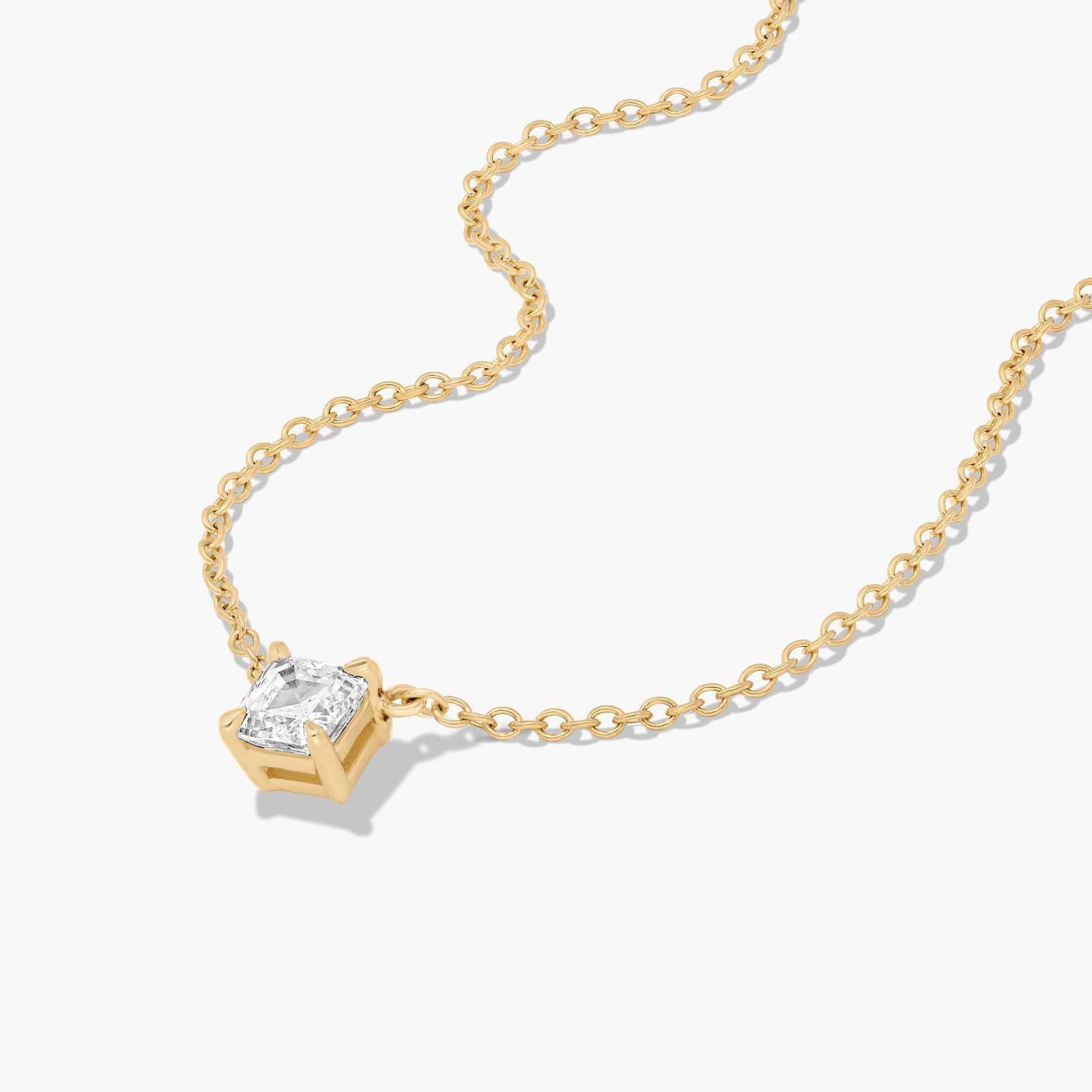 14K Yellow Gold Asscher Cut Diamond Solitaire Pendant (0.25 CTW - H-I / SI1-SI2)