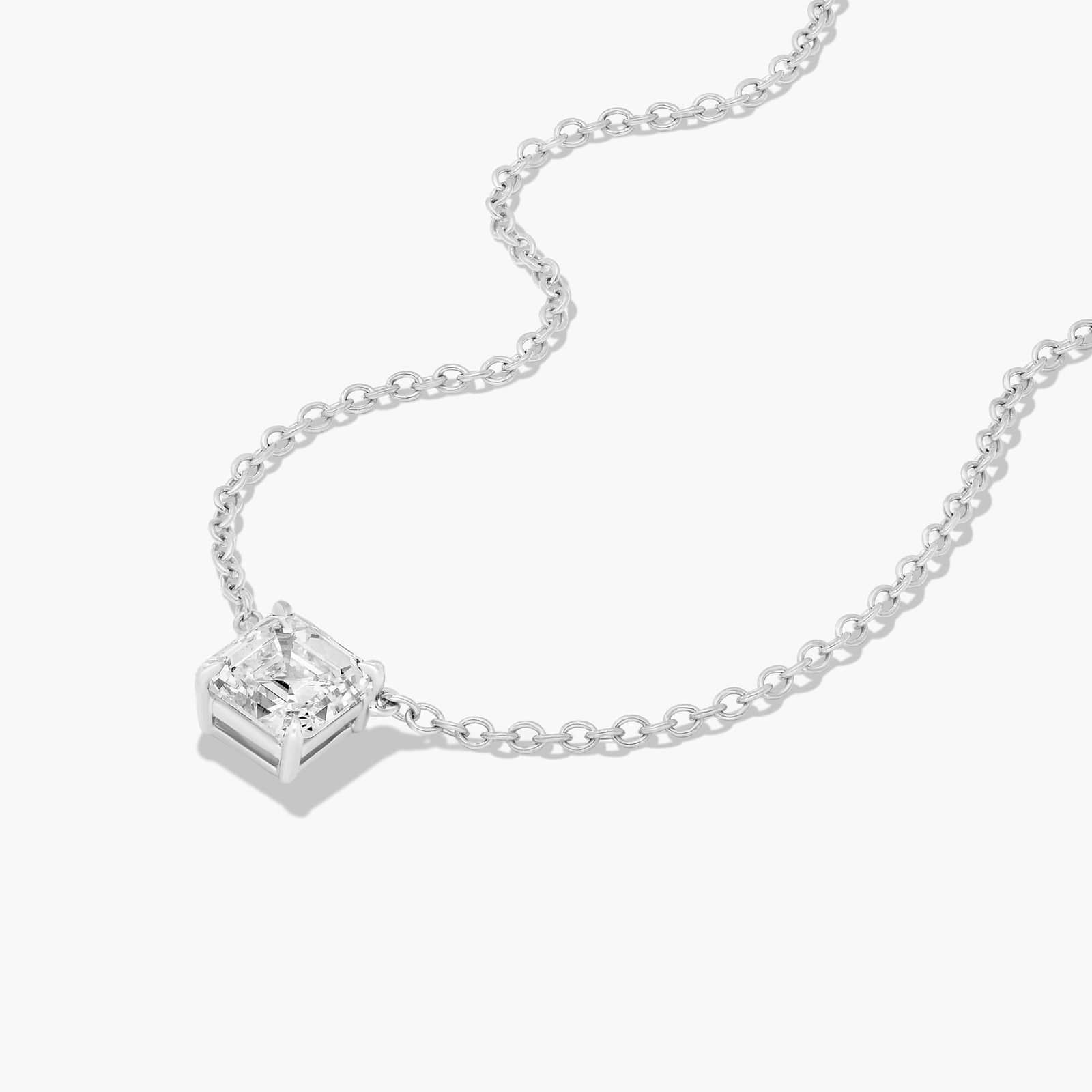 Platinum Asscher Cut Diamond Solitaire Pendant (0.50 CTW - H-I / SI1-SI2)