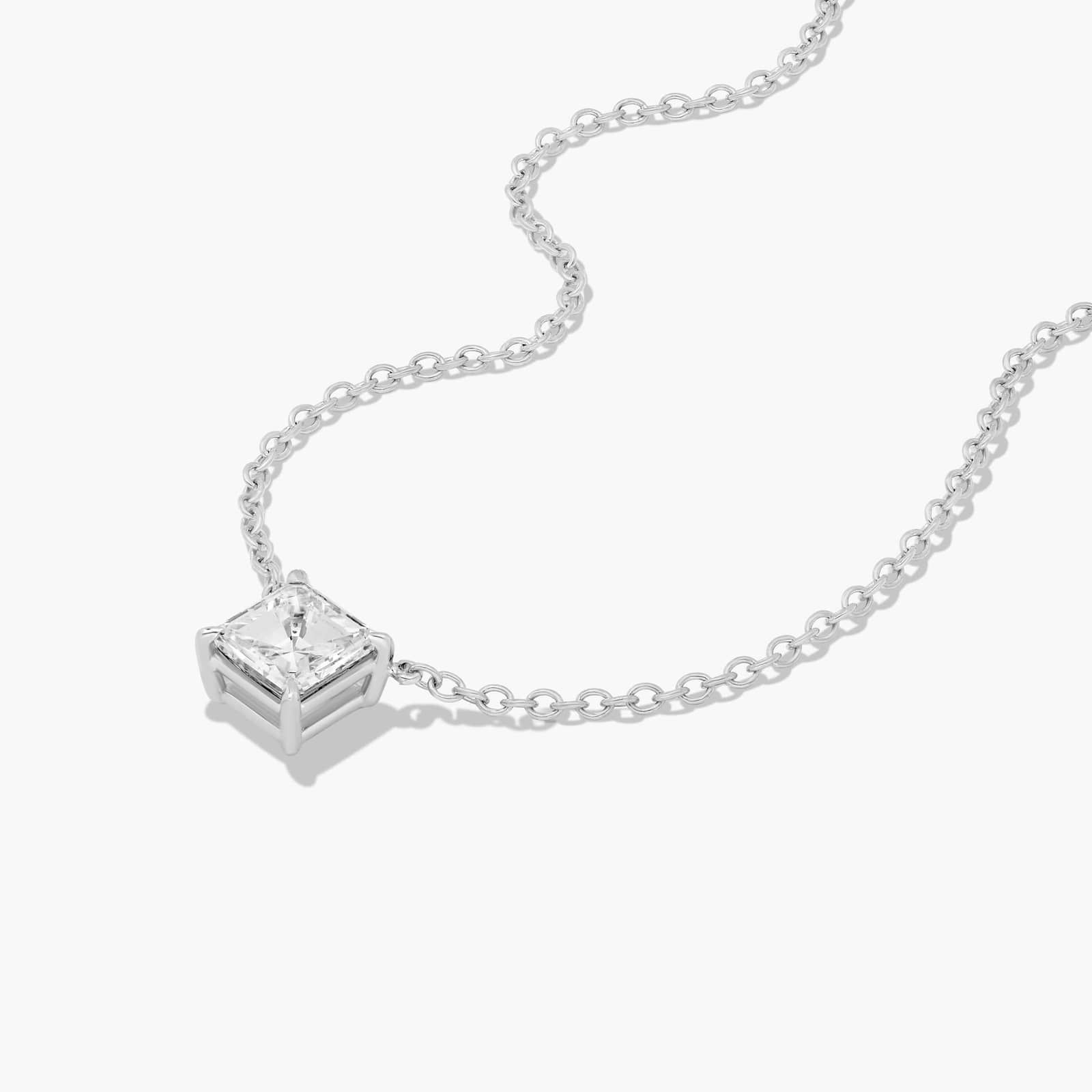 Platinum Asscher Cut Diamond Solitaire Pendant (0.75 CTW - H-I / SI1-SI2)