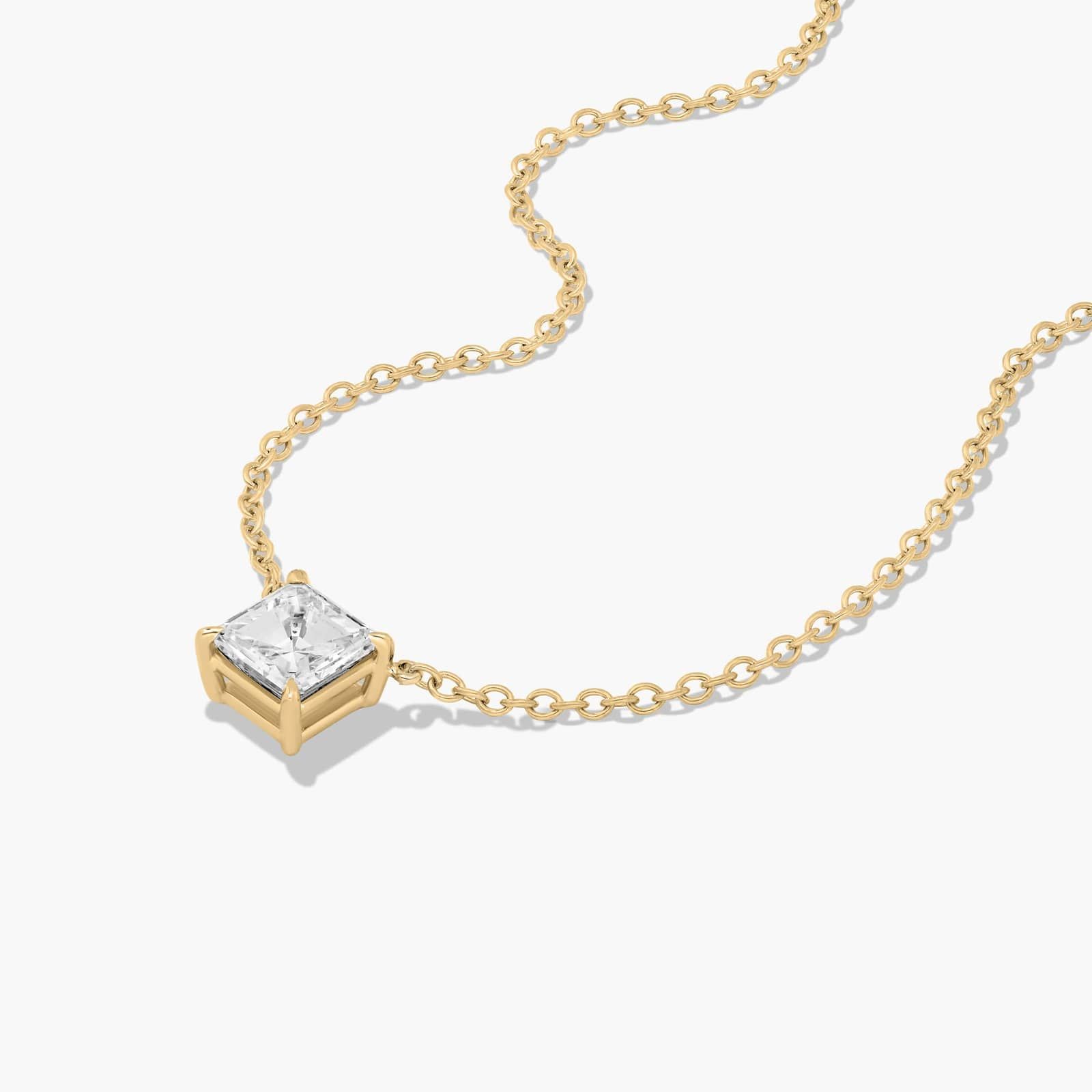 14K Yellow Gold Asscher Cut Diamond Solitaire Pendant (0.75 CTW - H-I / SI1-SI2)