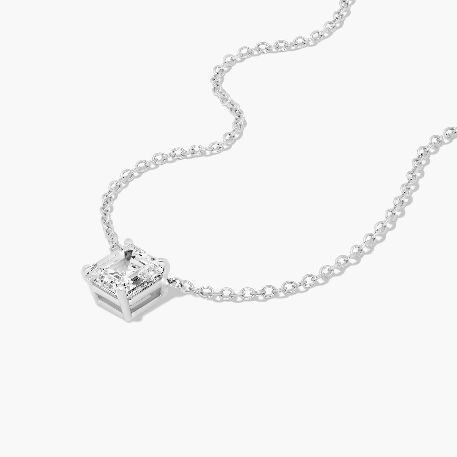 14K White Gold Asscher Cut Lab-Grown Diamond Solitaire Pendant (1.50 CTW - F-G / VS2-SI1)