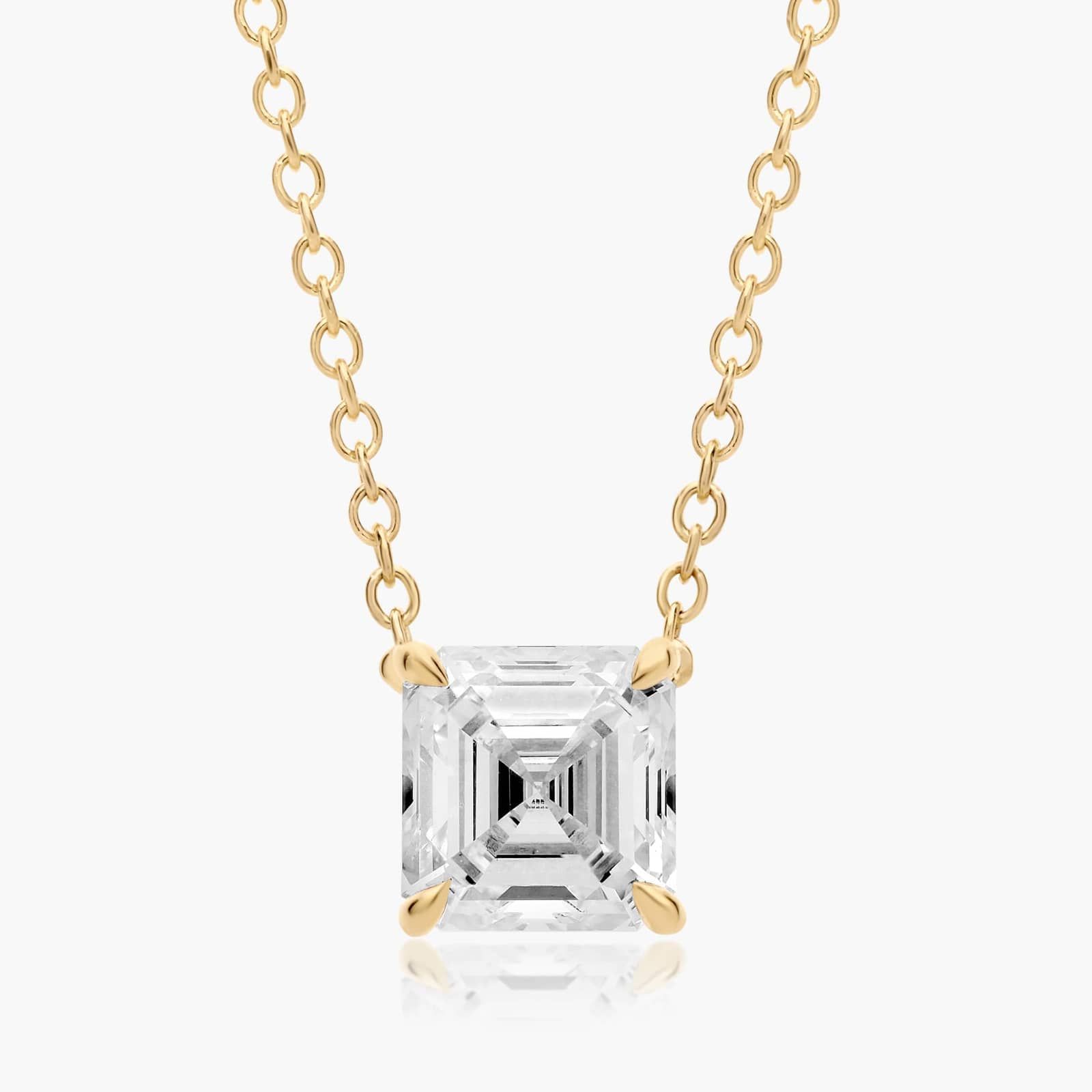 14K Yellow Gold Asscher Cut Lab-Grown Diamond Solitaire Pendant (1.50 CTW - F-G / VS2-SI1)