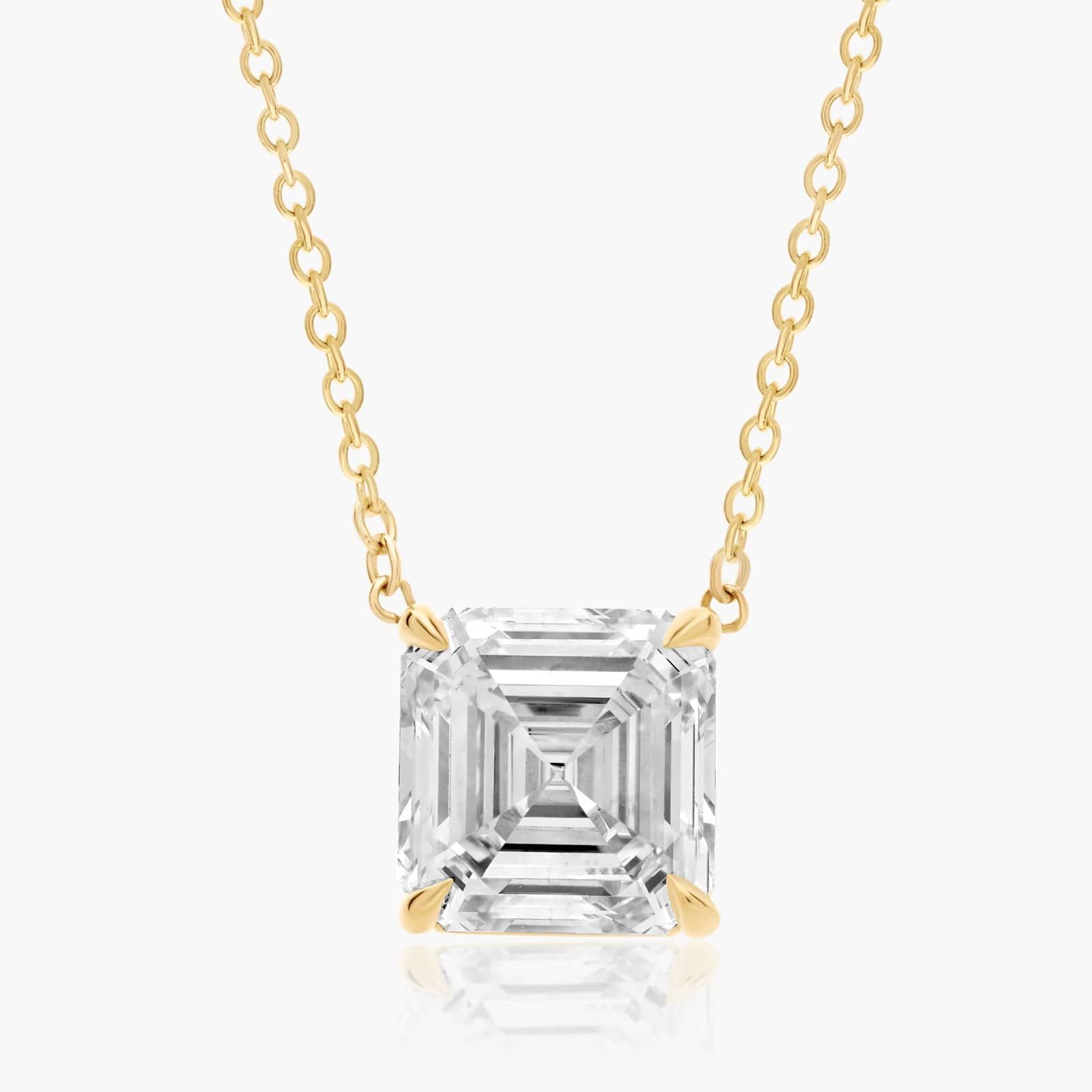 14K Yellow Gold Asscher Cut Lab-Grown Diamond Solitaire Pendant (2.00 CTW - F-G / VS2-SI1)