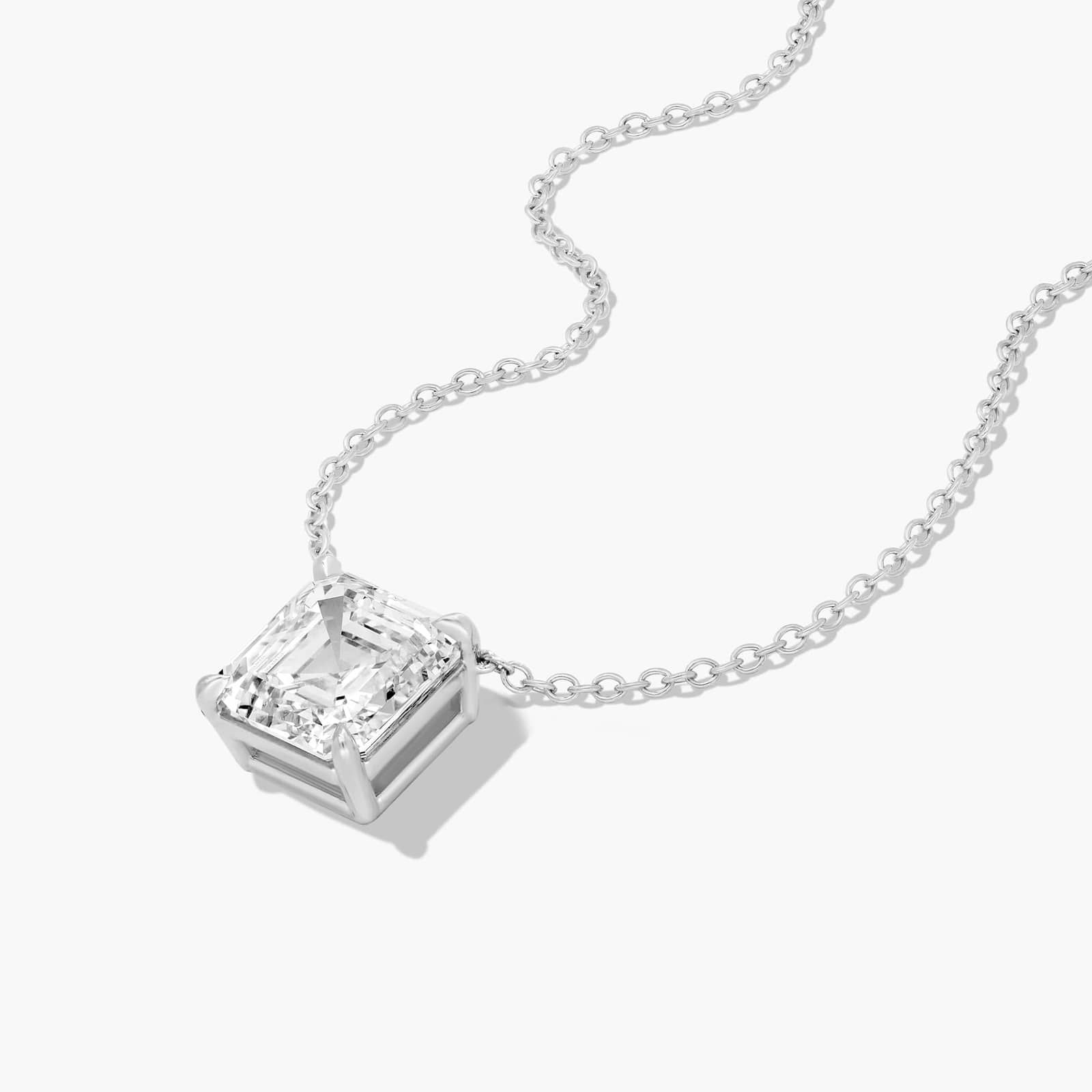 14K White Gold Asscher Cut Lab-Grown Diamond Solitaire Pendant (3.00 CTW - F-G / VS2-SI1)