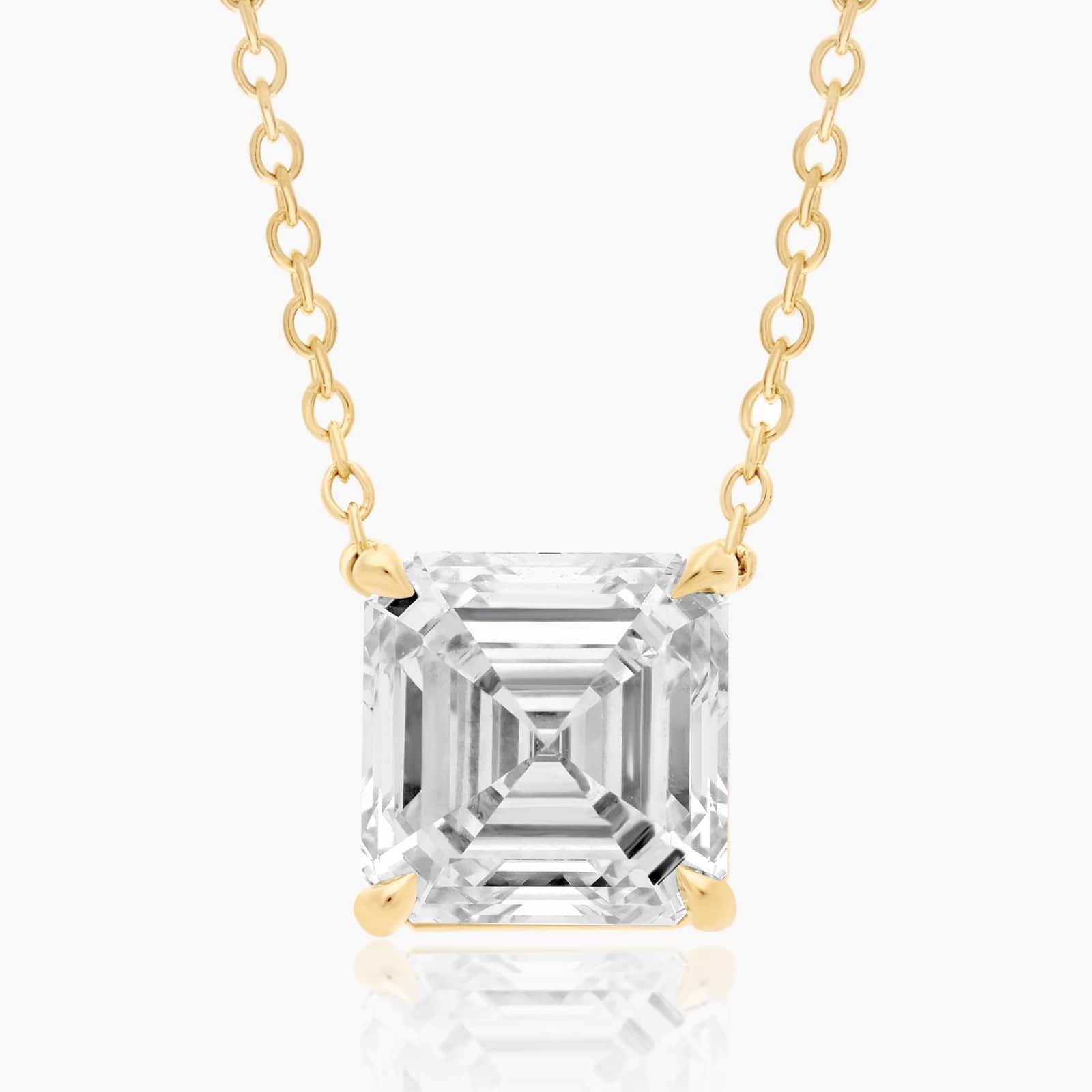 14K Yellow Gold Asscher Cut Lab-Grown Diamond Solitaire Pendant (3.00 CTW - F-G / VS2-SI1)