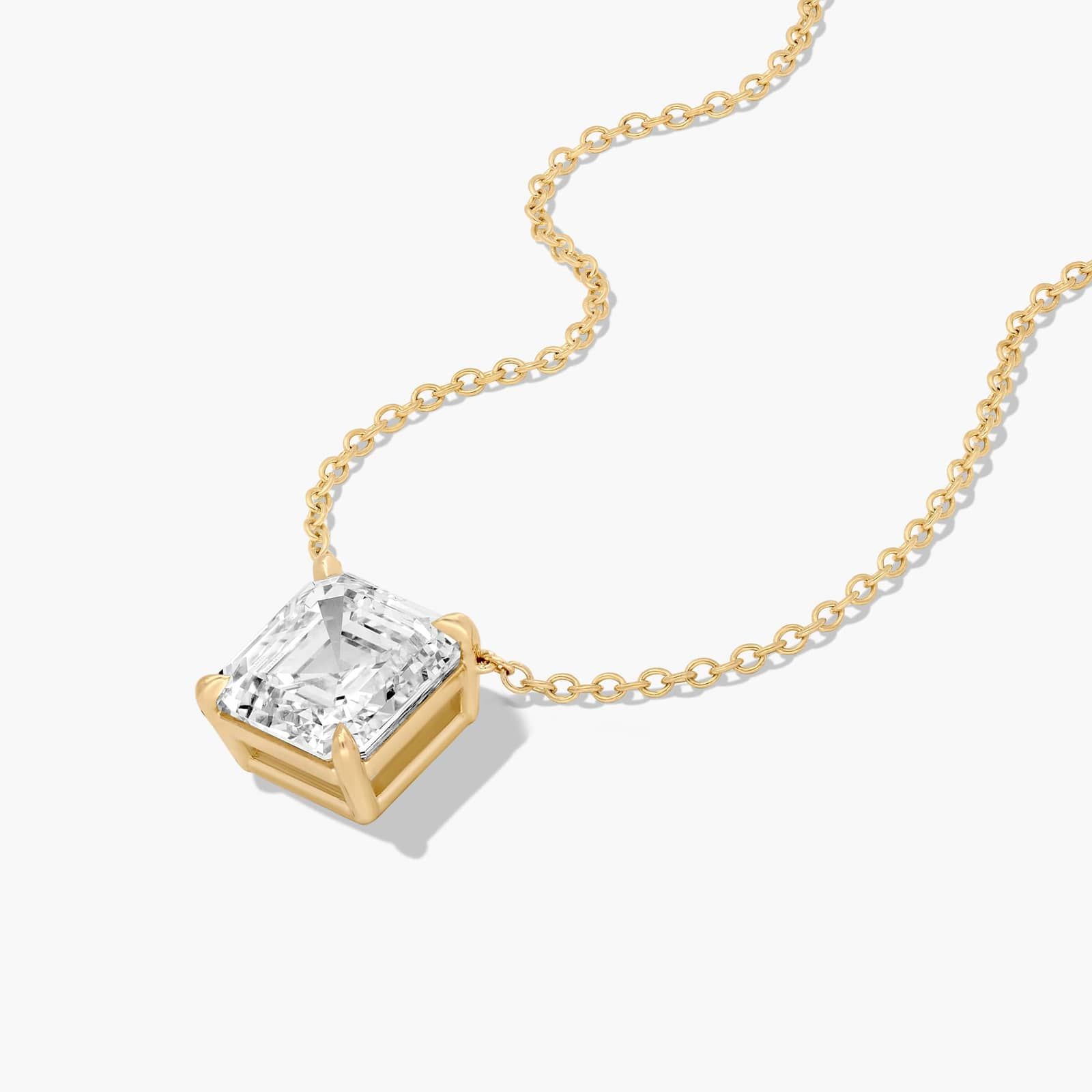 14K Yellow Gold Asscher Cut Lab-Grown Diamond Solitaire Pendant (3.00 CTW - F-G / VS2-SI1)