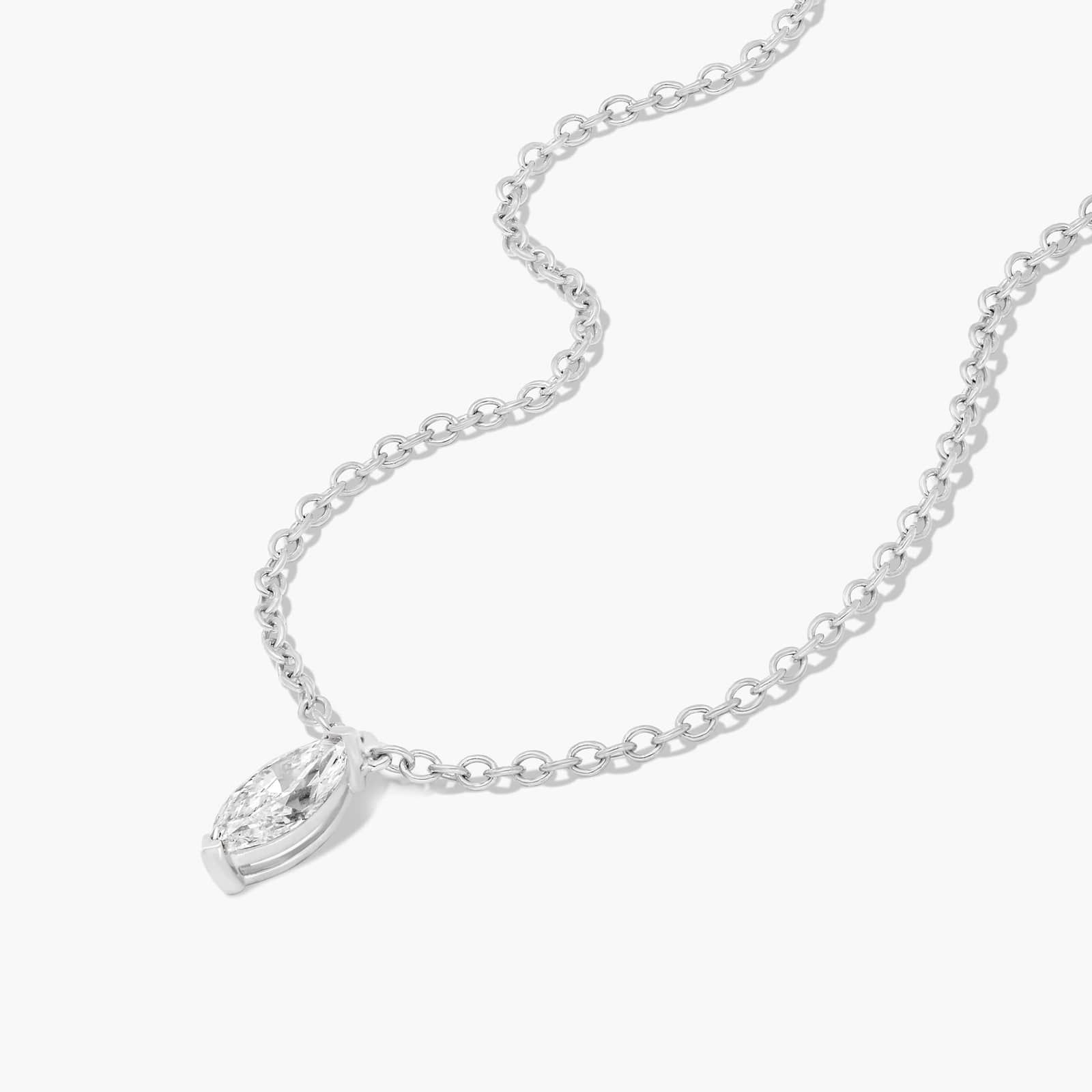 14K White Gold Marquise Cut Diamond Solitaire Pendant (0.25 CTW - H-I / SI1-SI2)