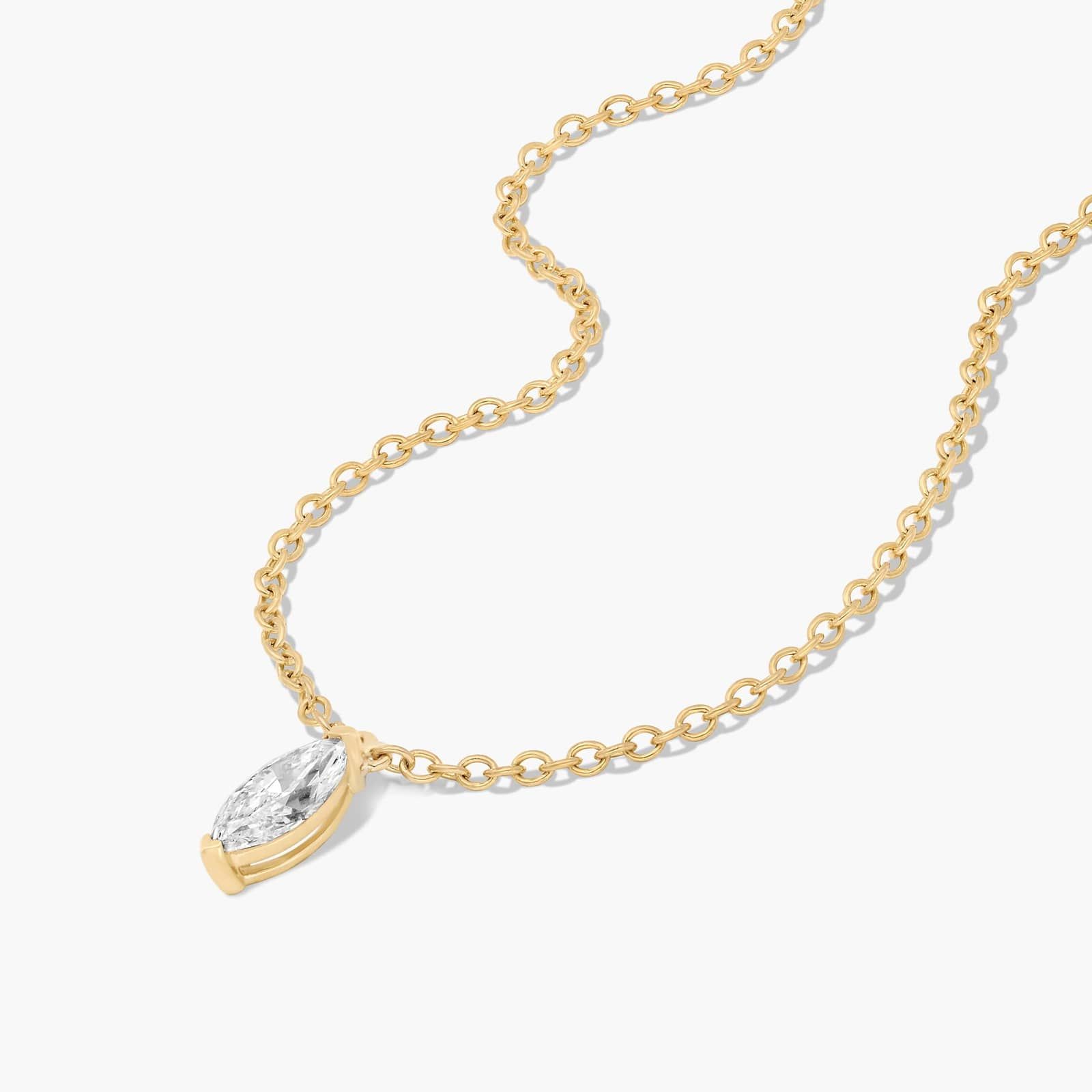 14K Yellow Gold Marquise Cut Diamond Solitaire Pendant (0.25 CTW - H-I / SI1-SI2)