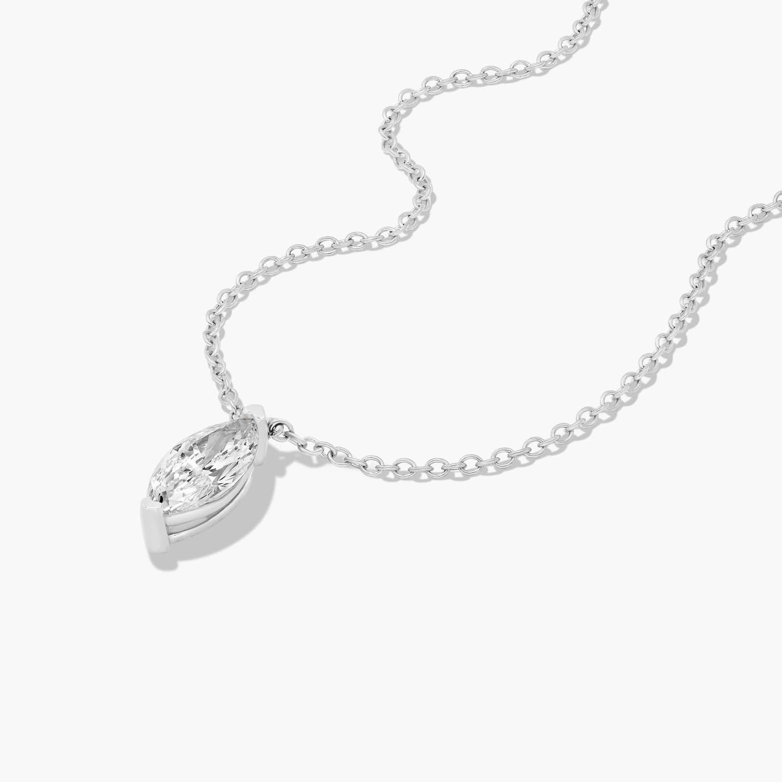 14K White Gold Marquise Cut Lab-Grown Diamond Solitaire Pendant (0.50 CTW - F-G / VS2-SI1)