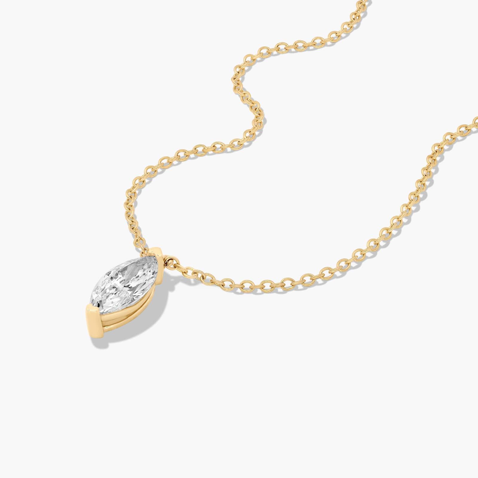 14K Yellow Gold Marquise Cut Diamond Solitaire Pendant (0.50 CTW - H-I / SI1-SI2)