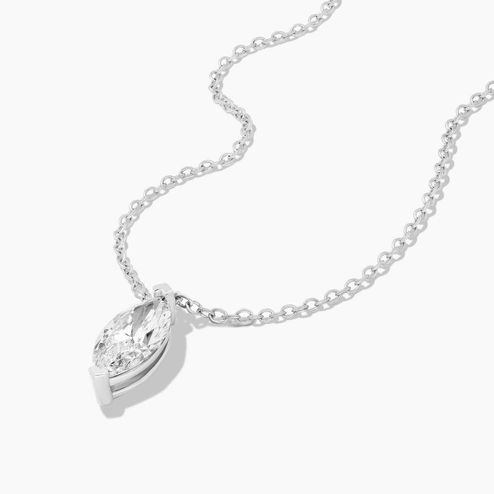 14K White Gold Marquise Cut Lab-Grown Diamond Solitaire Pendant (0.75 CTW - F-G / VS2-SI1)