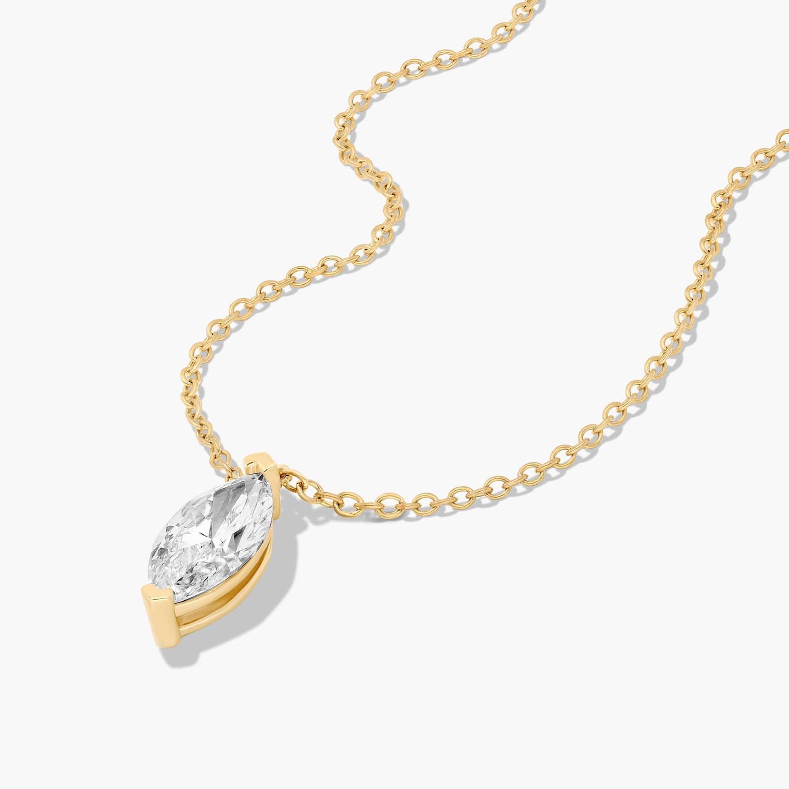 14K Yellow Gold Marquise Cut Lab-Grown Diamond Solitaire Pendant (0.75 CTW - F-G / VS2-SI1)