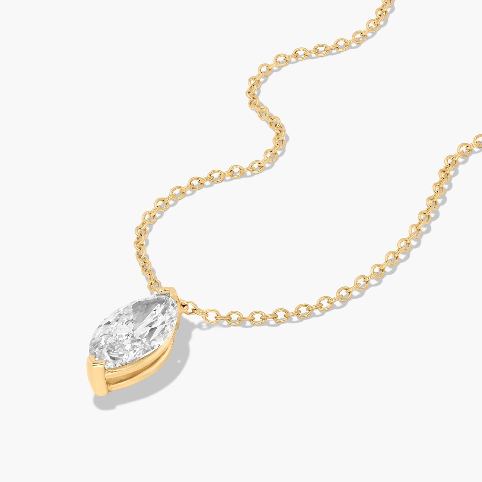 14K Yellow Gold Marquise Cut Lab-Grown Diamond Solitaire Pendant (1.00 CTW - F-G / VS2-SI1)
