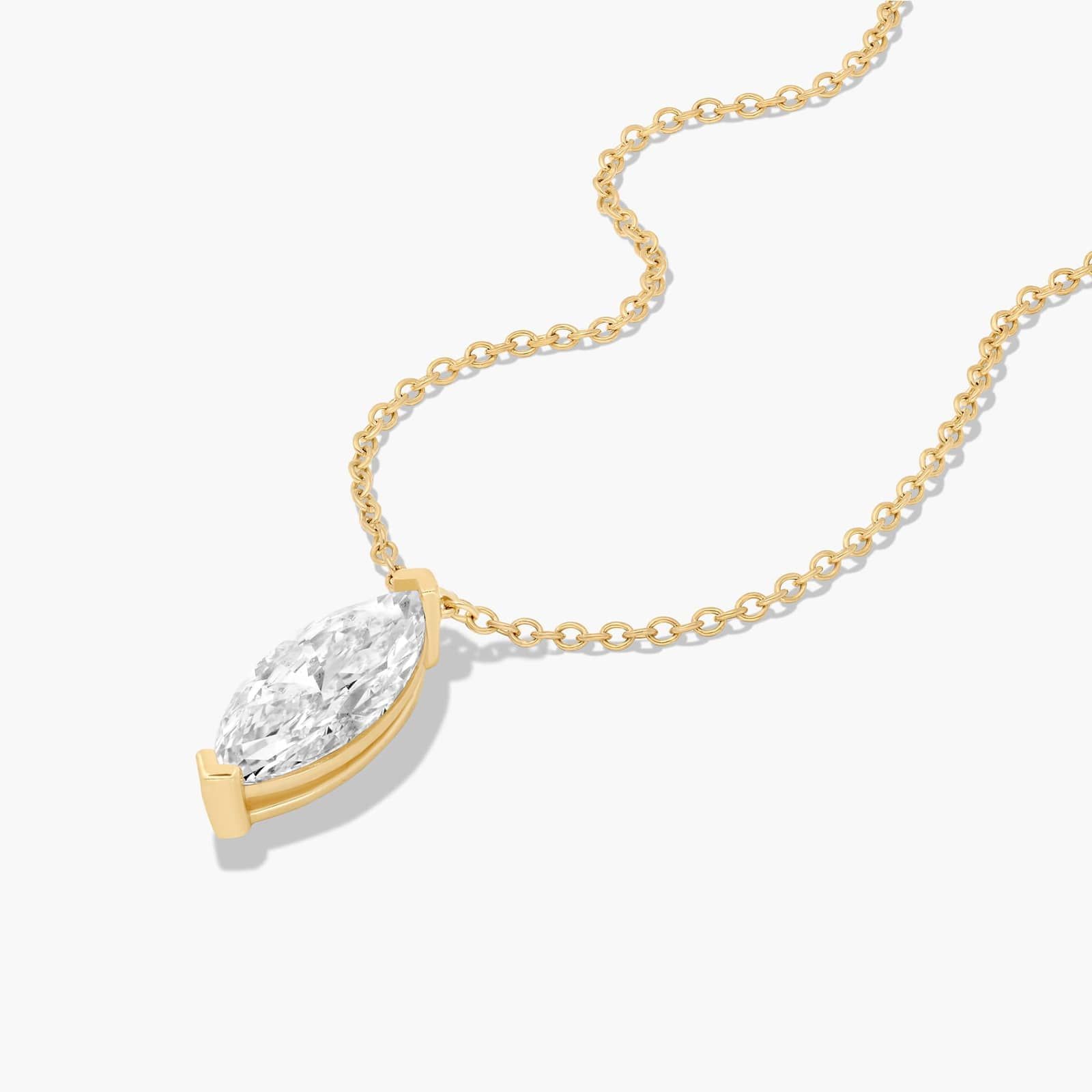 14K Yellow Gold Marquise Cut Lab-Grown Diamond Solitaire Pendant (1.50 CTW - F-G / VS2-SI1)