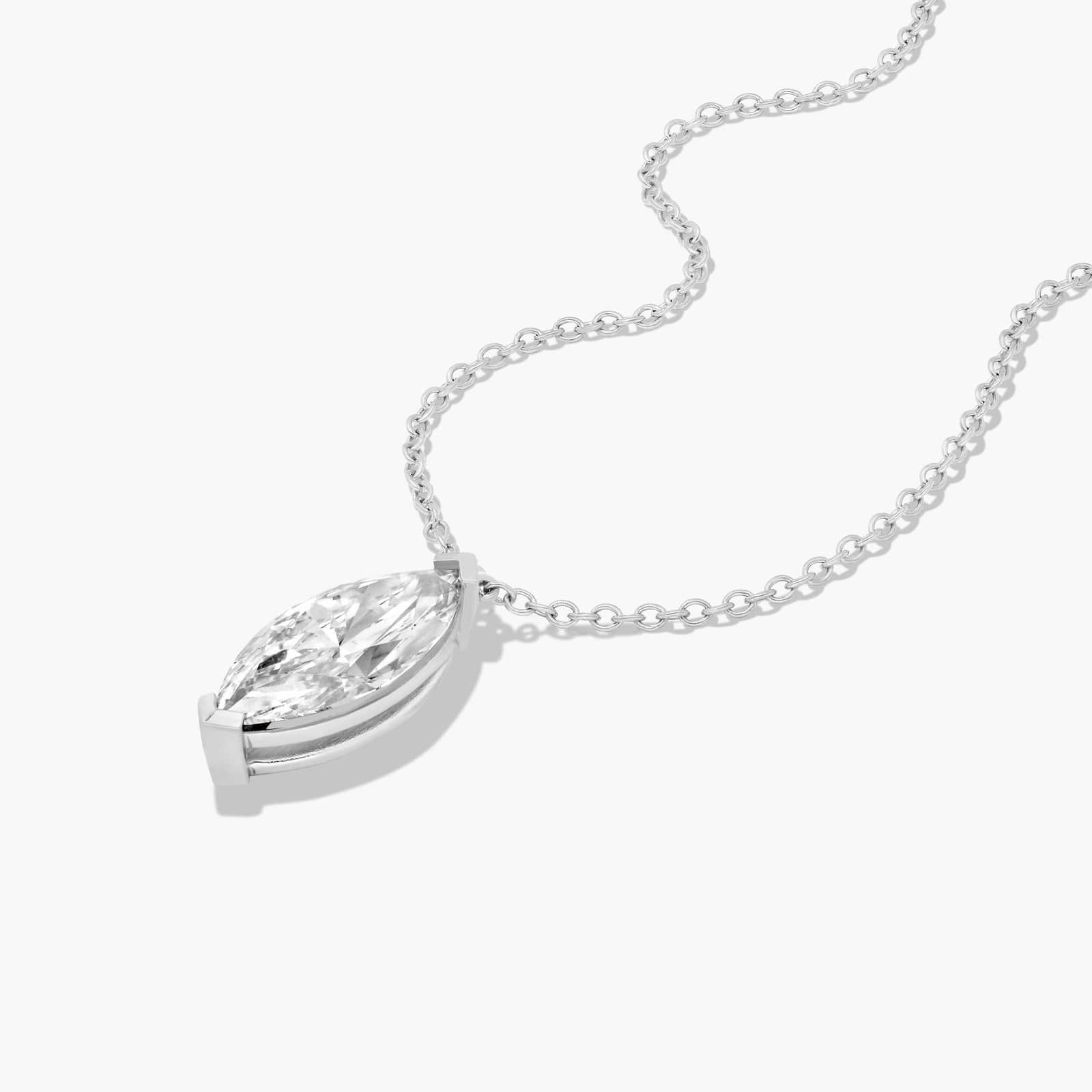 14K White Gold Marquise Cut Lab-Grown Diamond Solitaire Pendant (2.00 CTW - F-G / VS2-SI1)