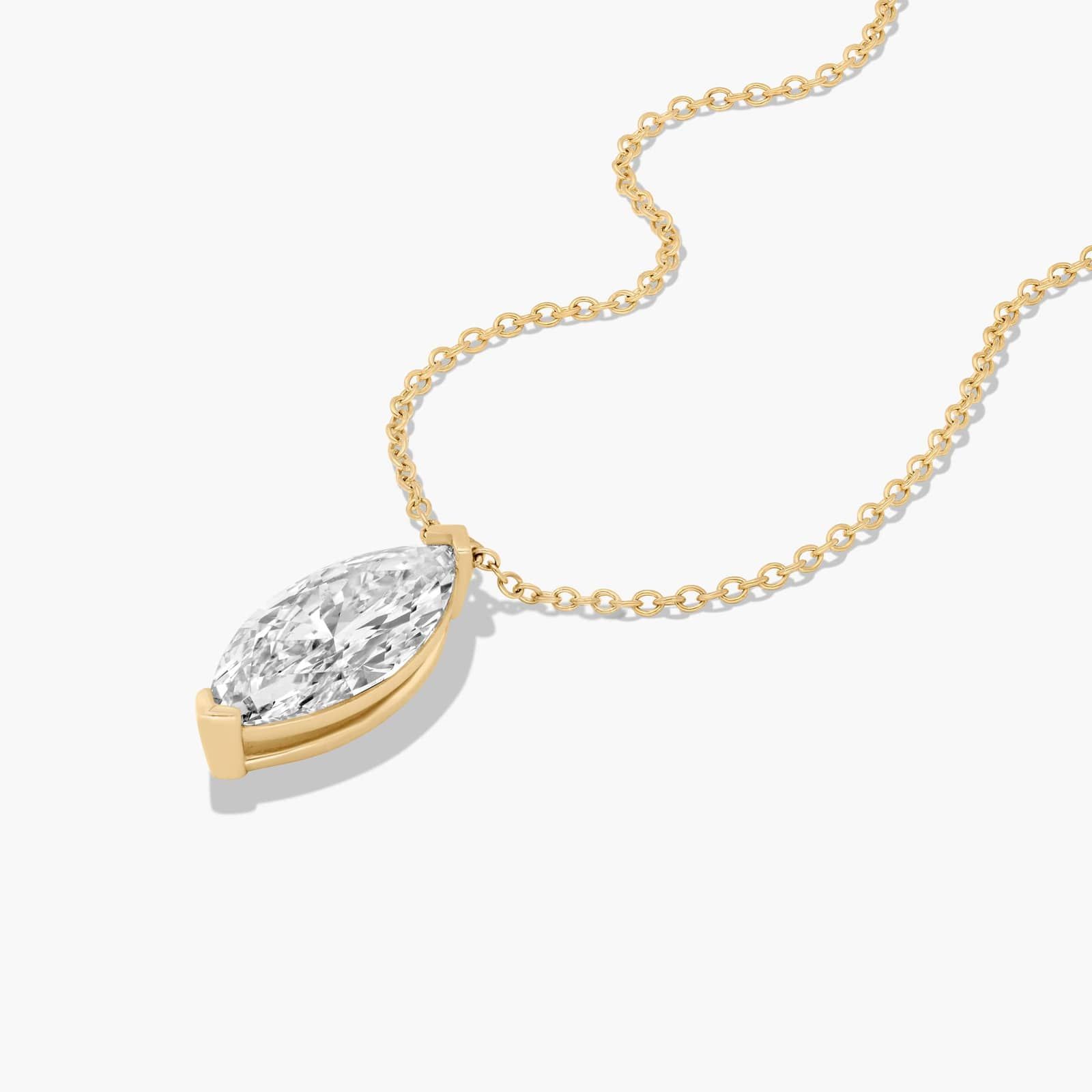 14K Yellow Gold Marquise Cut Lab-Grown Diamond Solitaire Pendant (3.00 CTW - F-G / VS2-SI1)