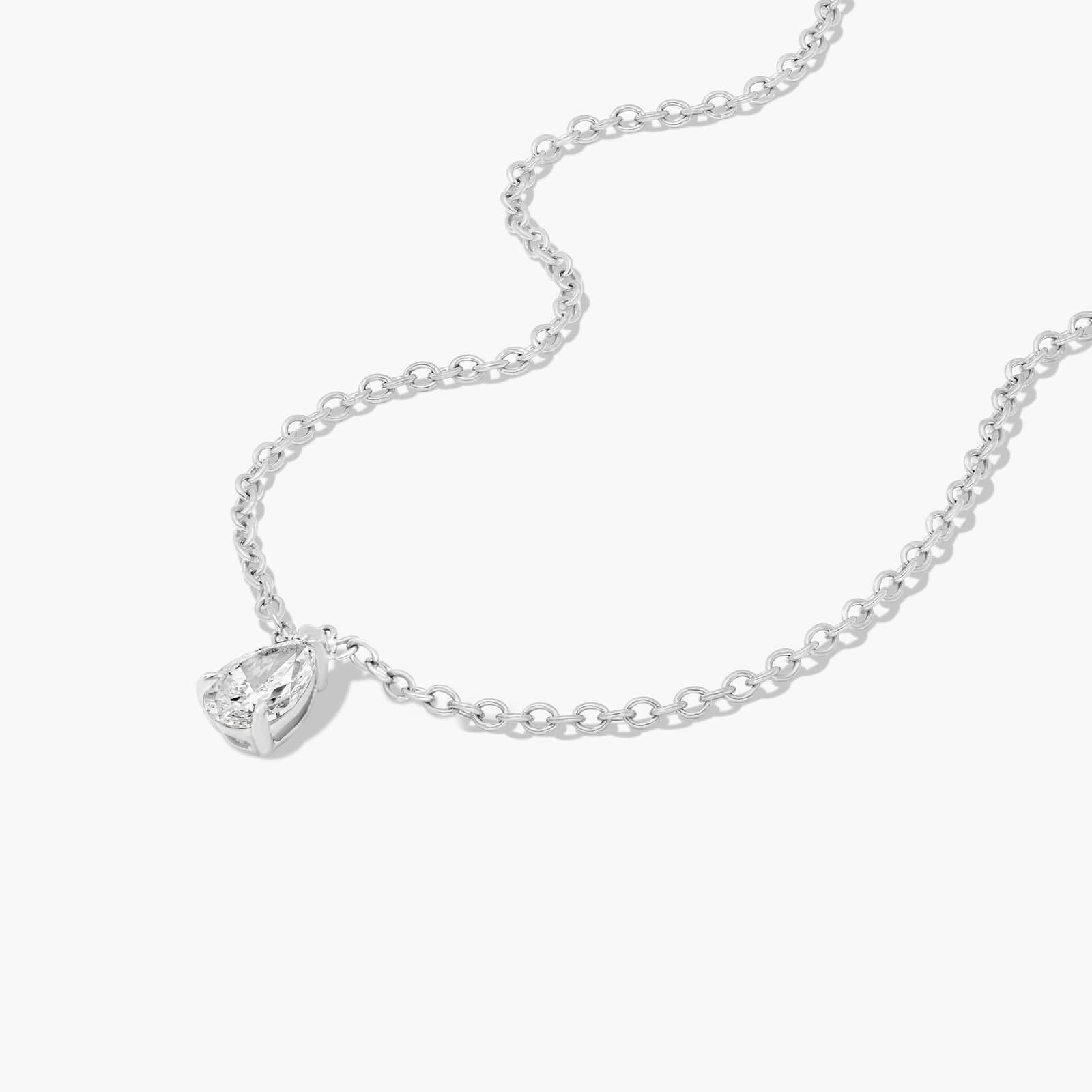 14K White Gold Point Up Pear Shape Diamond Solitaire Pendant (0.25 CTW - H-I / SI1-SI2)