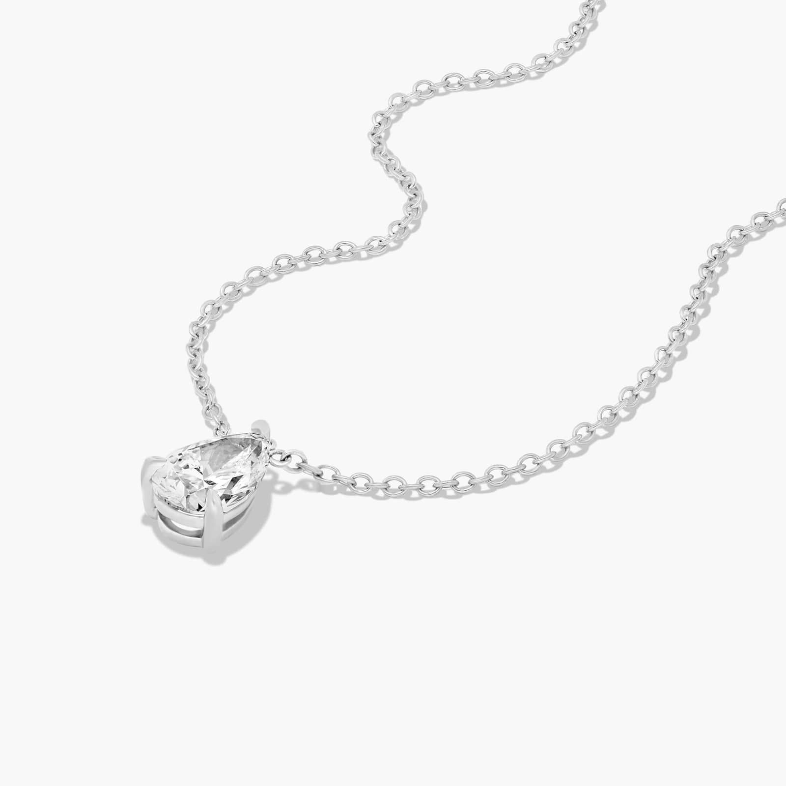 14K White Gold Point Up Pear Shape Diamond Solitaire Pendant (0.50 CTW - H-I / SI1-SI2)