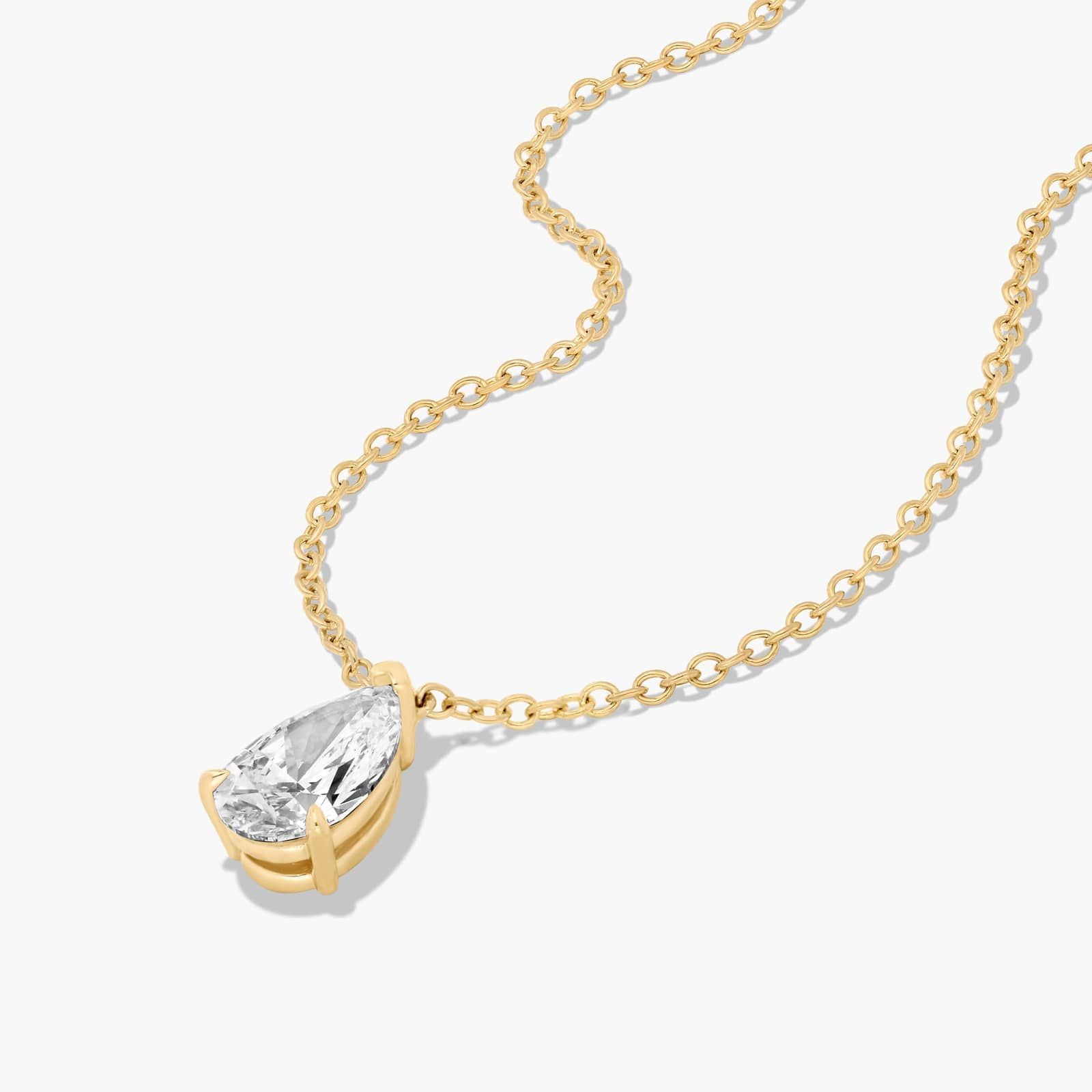 14K Yellow Gold Point Up Pear Shape Diamond Solitaire Pendant (0.75 CTW - H-I / SI1-SI2)