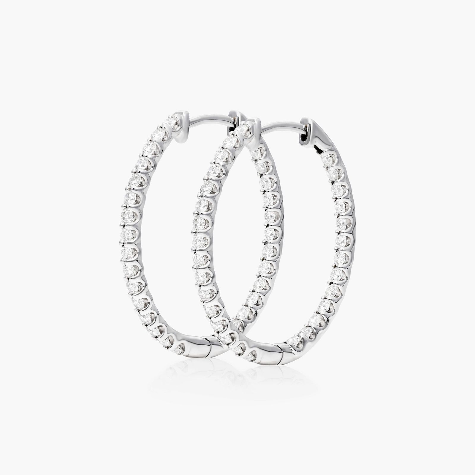 Inside Out 1 CTW Lab-Grown Diamond Hoop Earrings In 14K White Gold