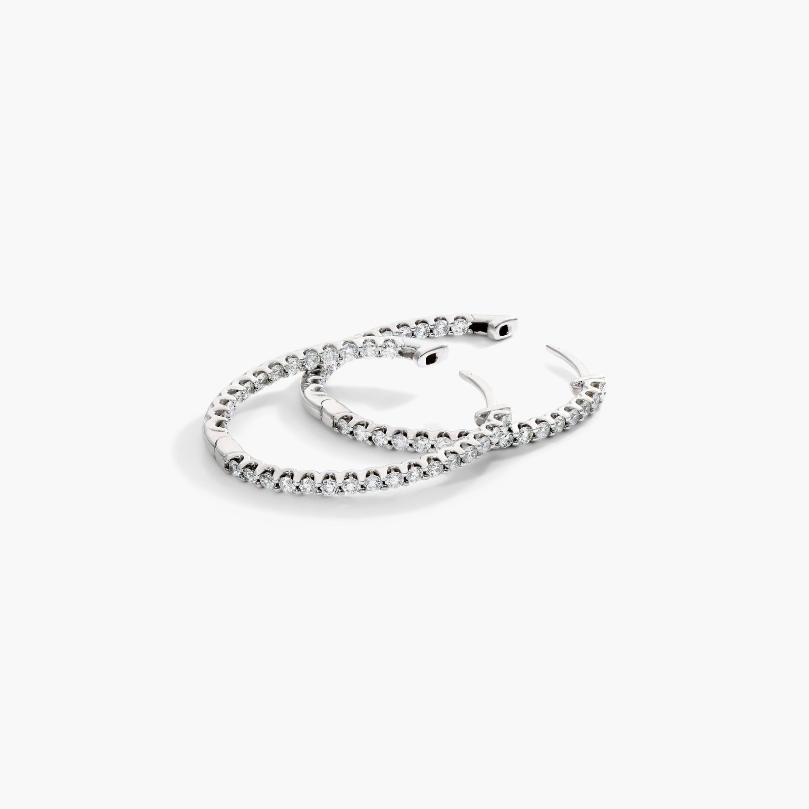 Inside Out 1 CTW Lab-Grown Diamond Hoop Earrings In 14K White Gold