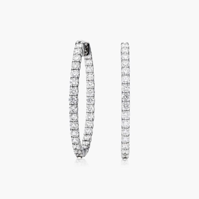 Inside Out 2 CTW Lab-Grown Diamond Hoop Earrings In 14K White Gold