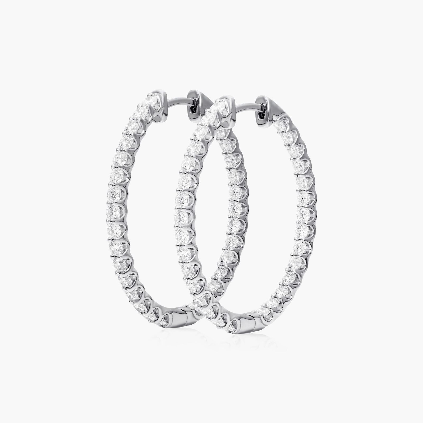 Inside Out 2 CTW Lab-Grown Diamond Hoop Earrings In 14K White Gold