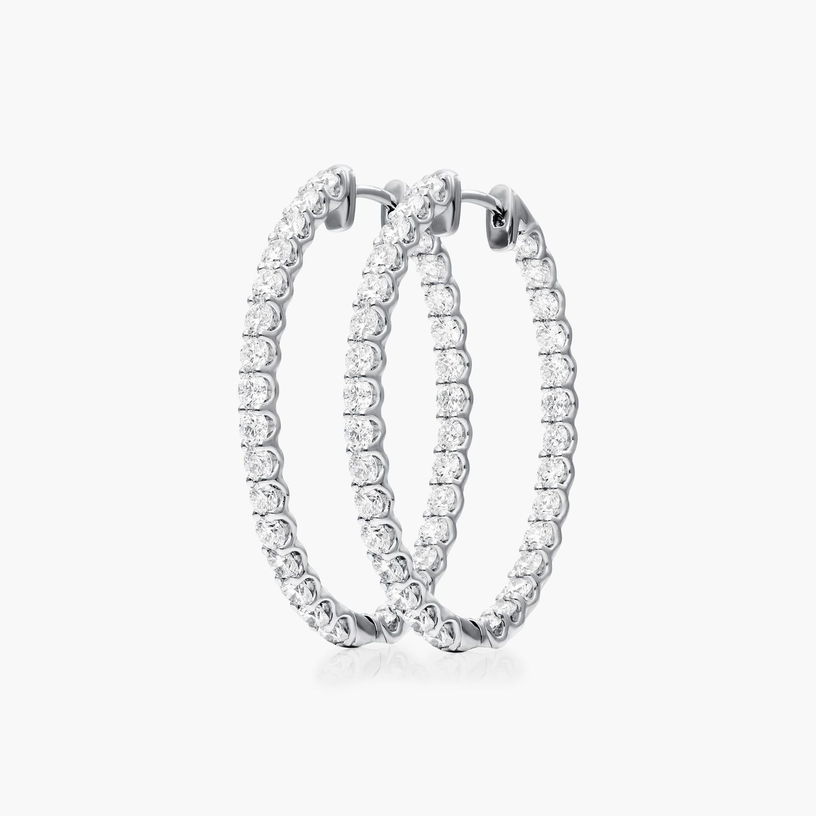 Inside Out 3 CTW Lab-Grown Diamond Hoop Earrings In 14K White Gold