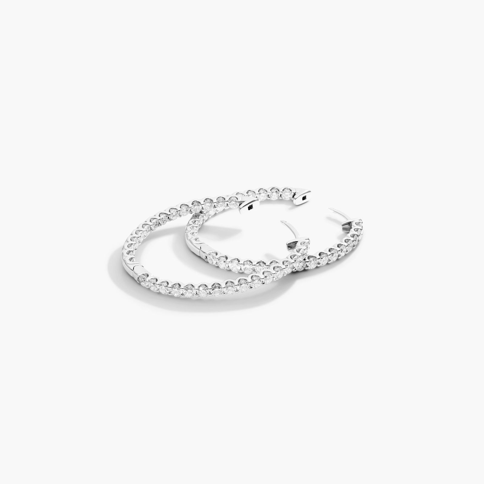 Inside Out 3 CTW Lab-Grown Diamond Hoop Earrings In 14K White Gold