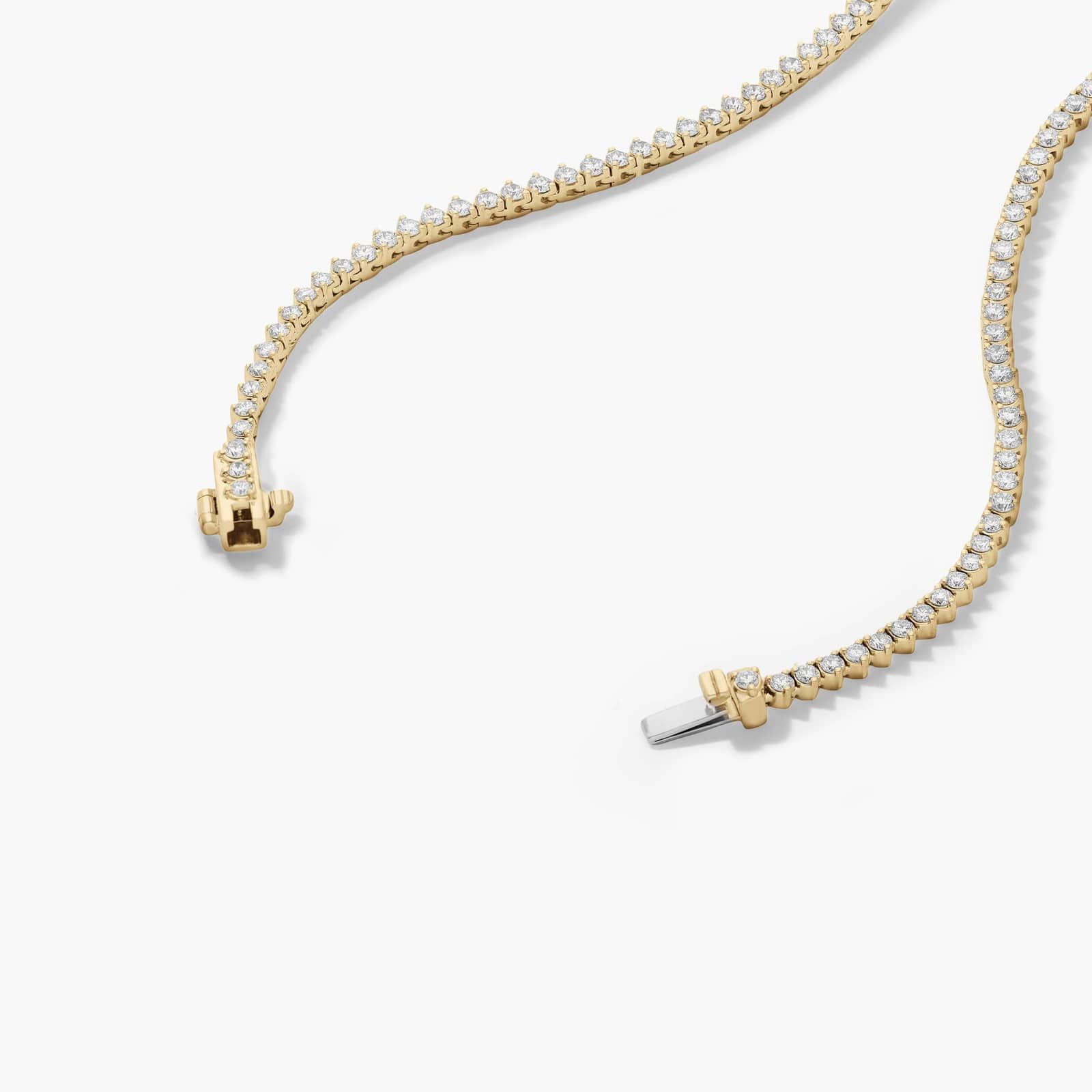 14K Yellow Gold Riviera Three Prong Graduating Diamond Tennis Necklace (7.00 CTW - H-I / SI1-SI2)