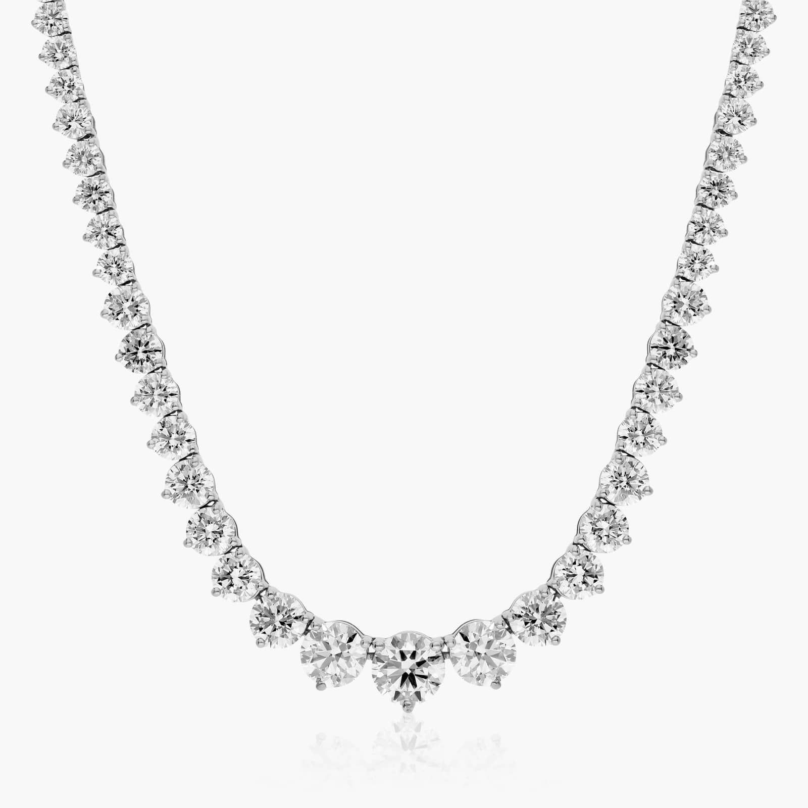 14K White Gold Riviera Three Prong Graduating Lab-Grown