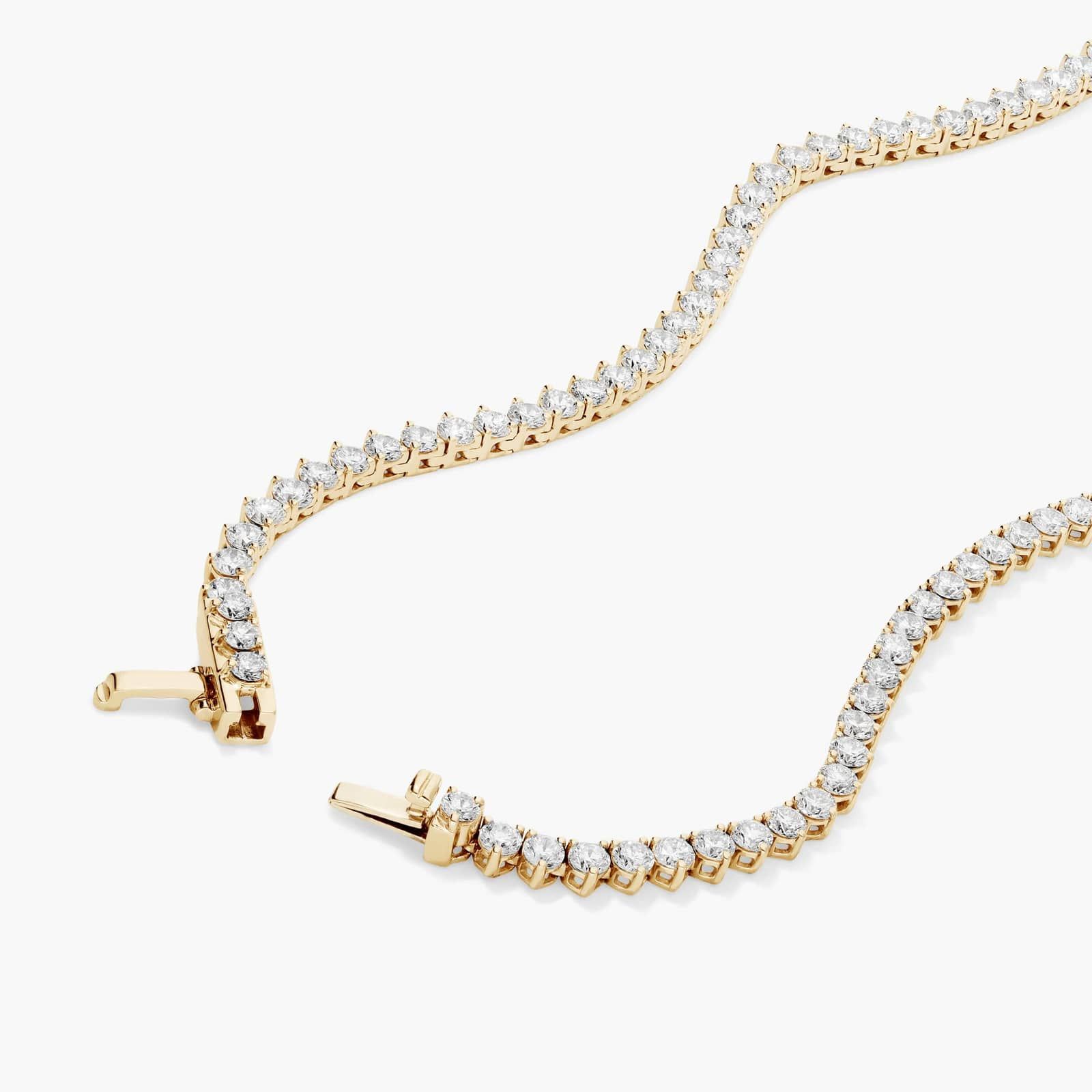 14K Yellow Gold Riviera Three Prong Graduating Diamond Tennis Necklace (15.00 CTW - H-I / SI1-SI2)