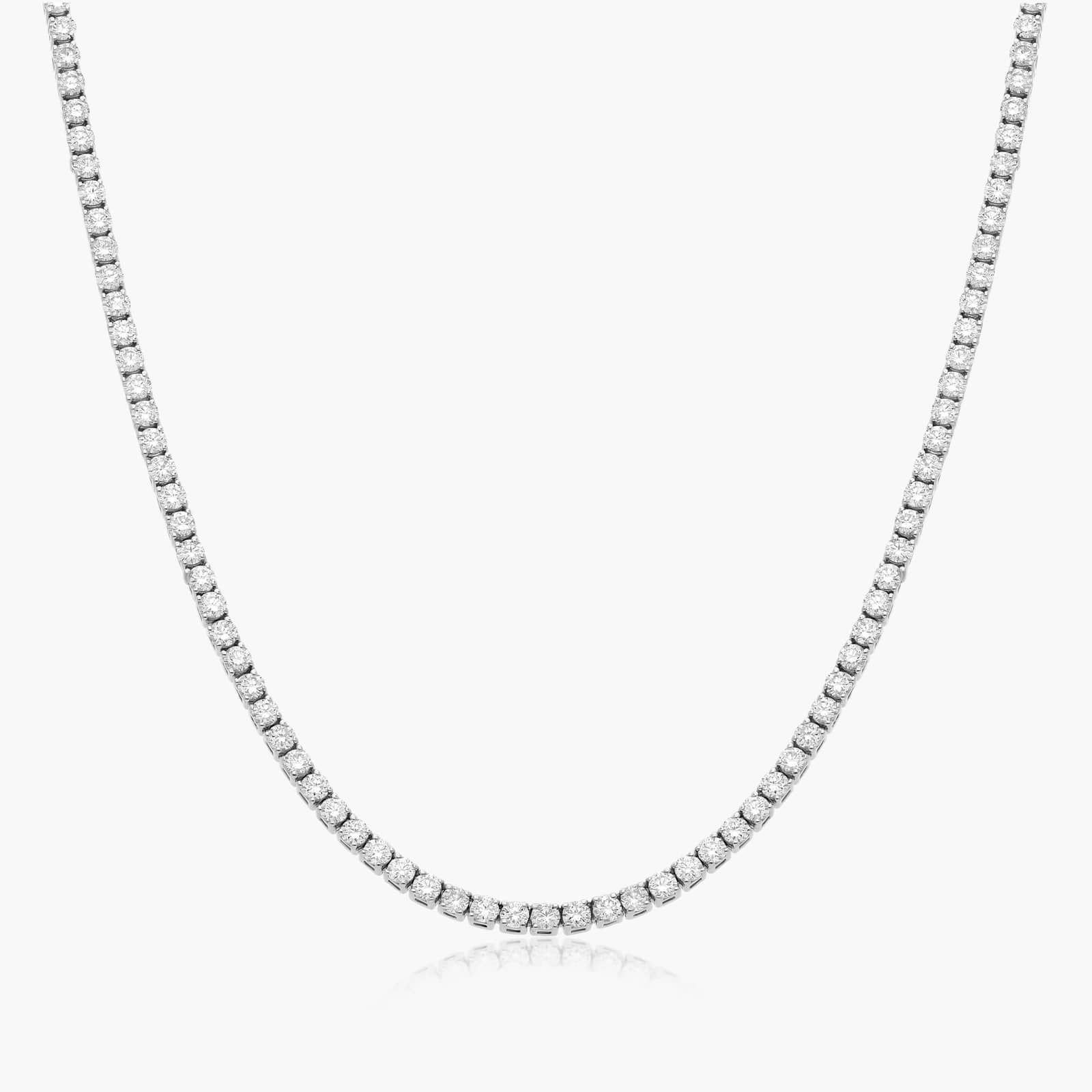 14K White Gold Straight Diamond Tennis Necklace (5.00 CTW - F-G