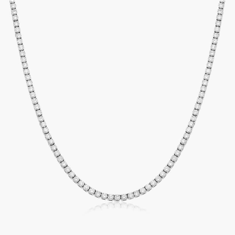 14K White Gold Straight Diamond Tennis Necklace (5.00 CTW - H-I / SI1-SI2)