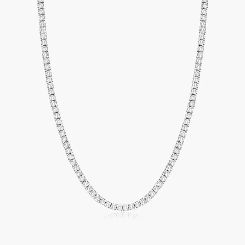14K White Gold Straight Lab-Grown Diamond Tennis Necklace (7.00 CTW - F-G / VS2-SI1)