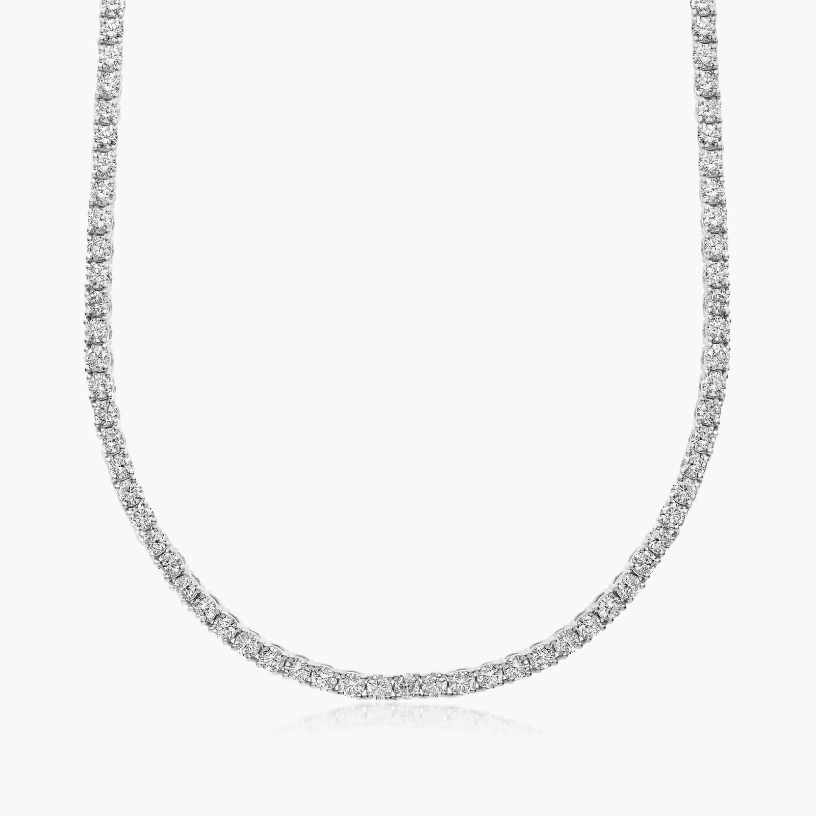 14K White Gold Straight Diamond Tennis Necklace (10.00 CTW - H-I