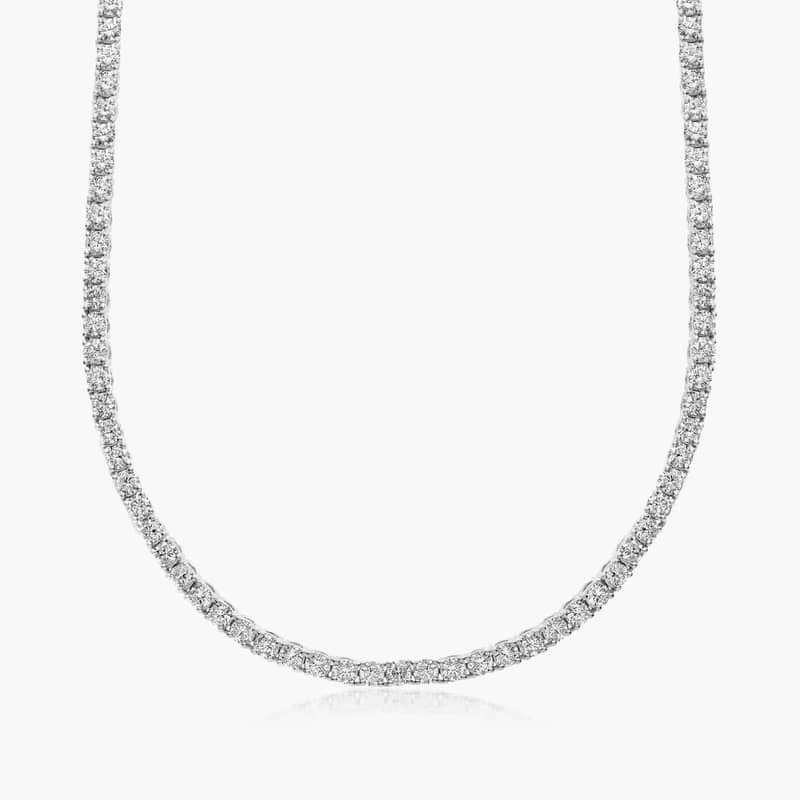 14K White Gold Straight Lab-Grown Diamond Tennis Necklace (10.00 CTW - F-G / VS2-SI1)