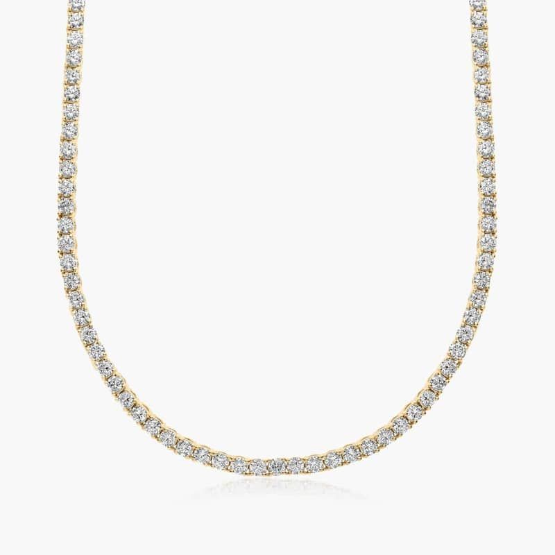 14K Yellow Gold Straight Lab-Grown Diamond Tennis Necklace (10.00 CTW - F-G / VS2-SI1)
