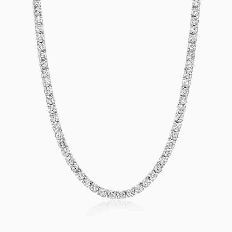 14K White Gold Straight Lab-Grown Diamond Tennis Necklace (12.00 CTW - F-G / VS2-SI1)